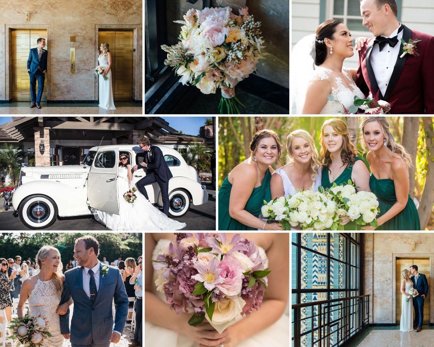 Collage of various wedding bouquets