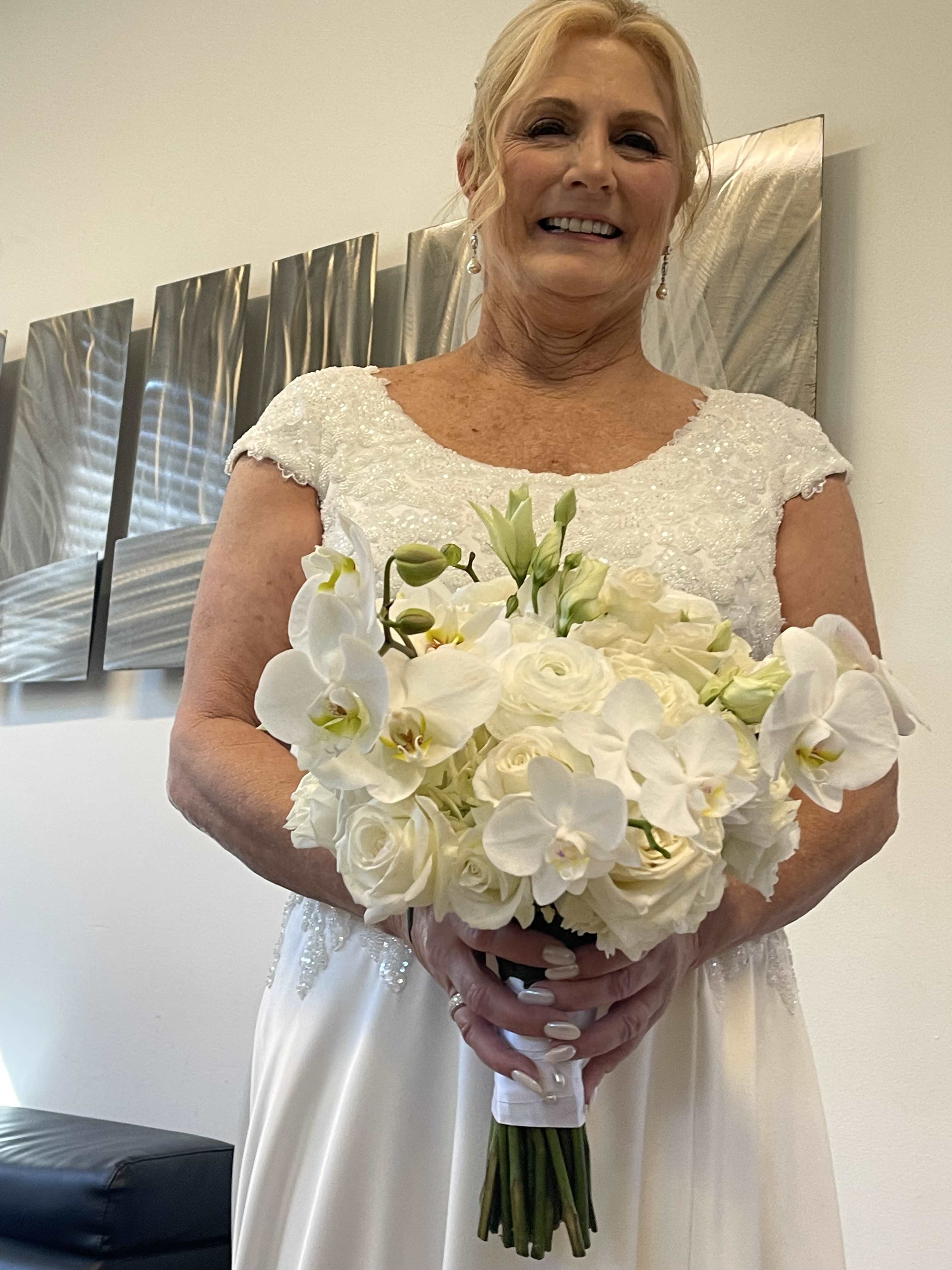bridal bouquet orchids garden roses hydrangeas Virgi