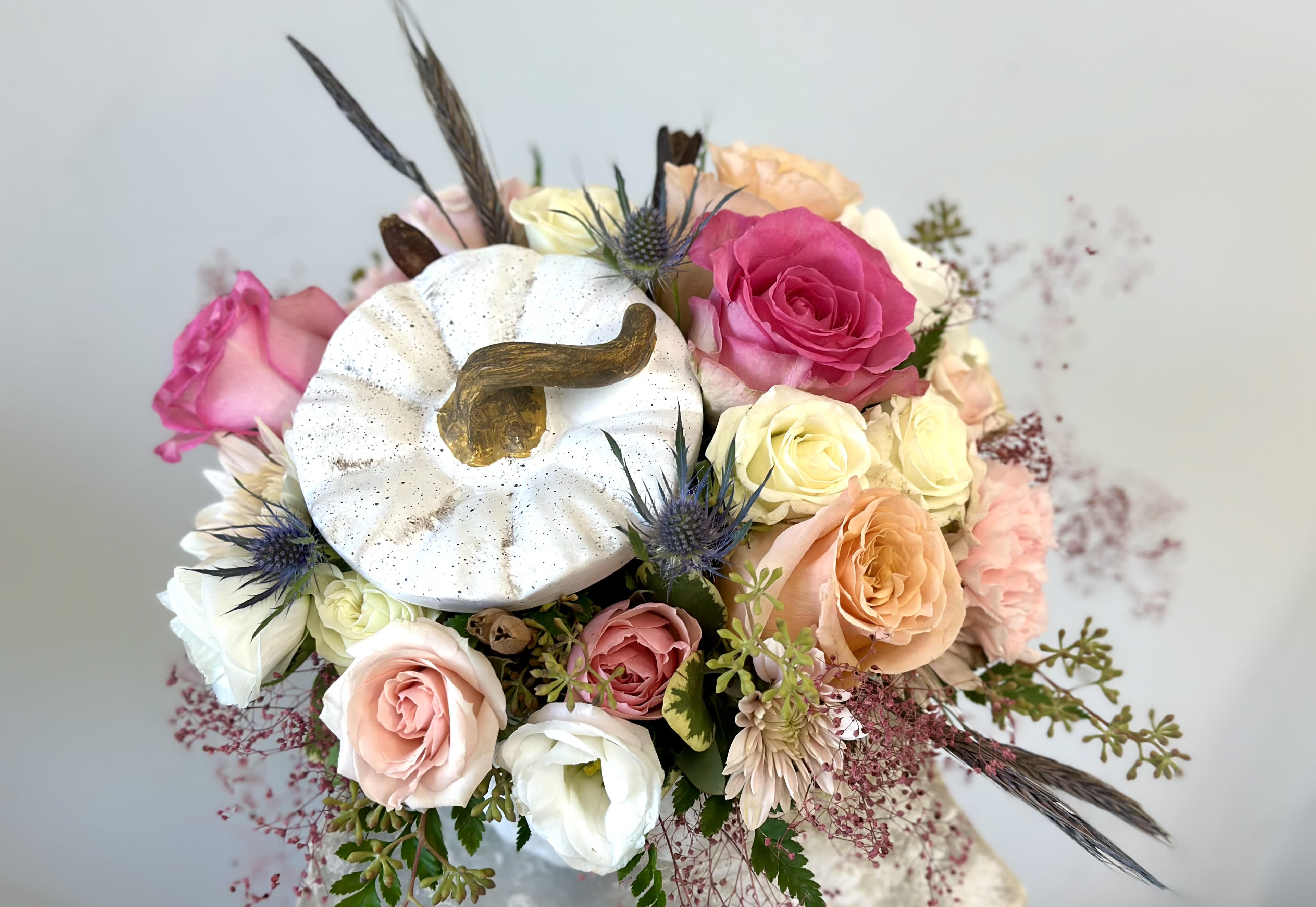 Thanksgiving Flower Arrangement by Westford Florist Art by Veny
