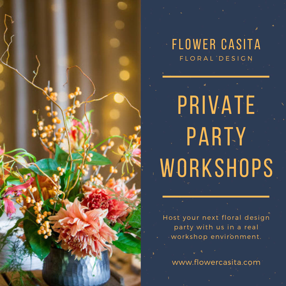 Private Party workshops, host your next floral deisng party with us in a real workshop environment