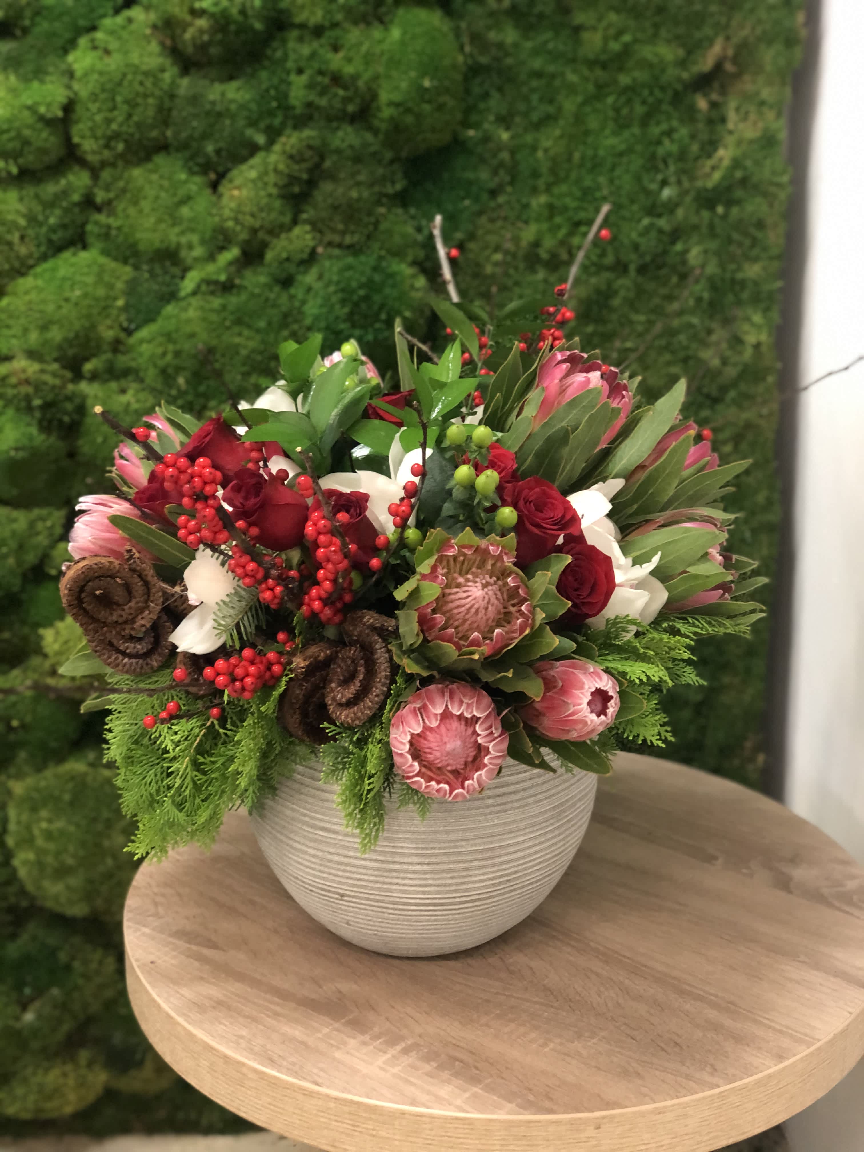 Christmas theme floral arrangements