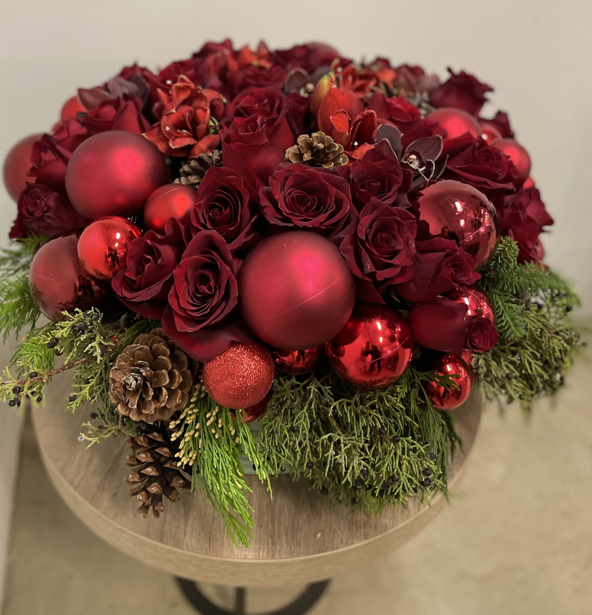 Gorgeous All red Christmas Centerpiece 