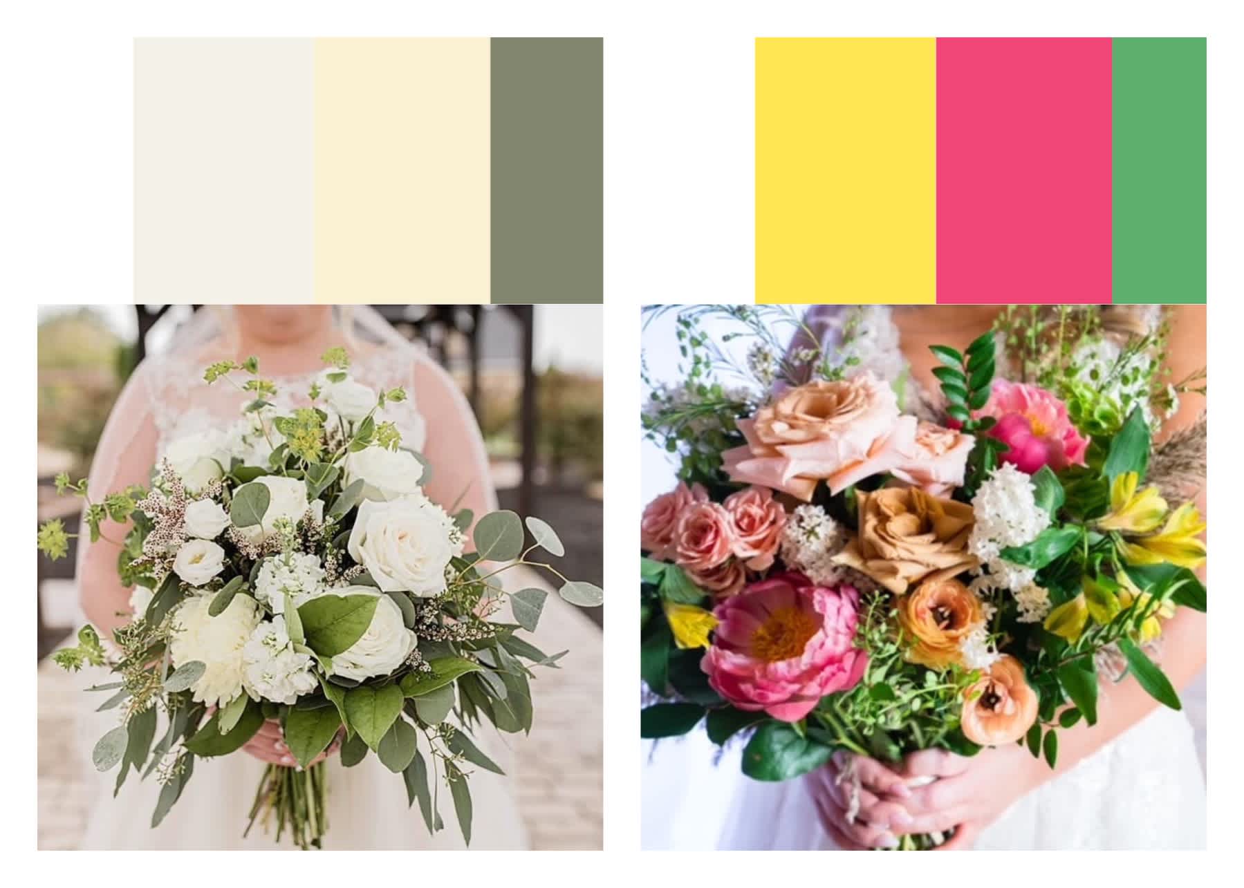 7 Wedding Bouquet Color Palette Ideas
