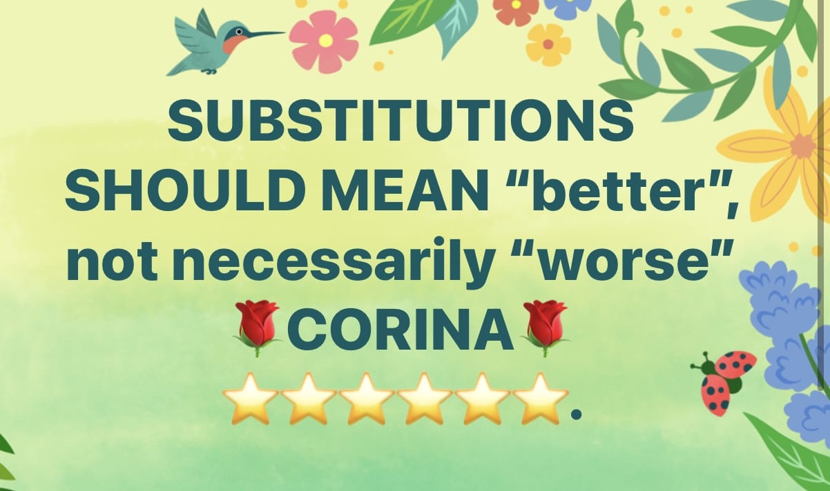 SUBSTITUTIONS - FOR THE BEST!