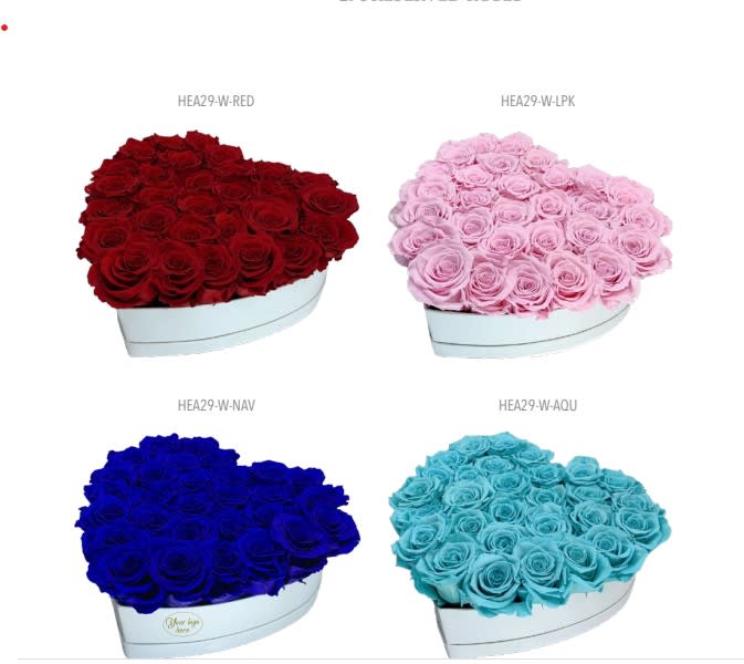 floral hearts with preserved natural roses