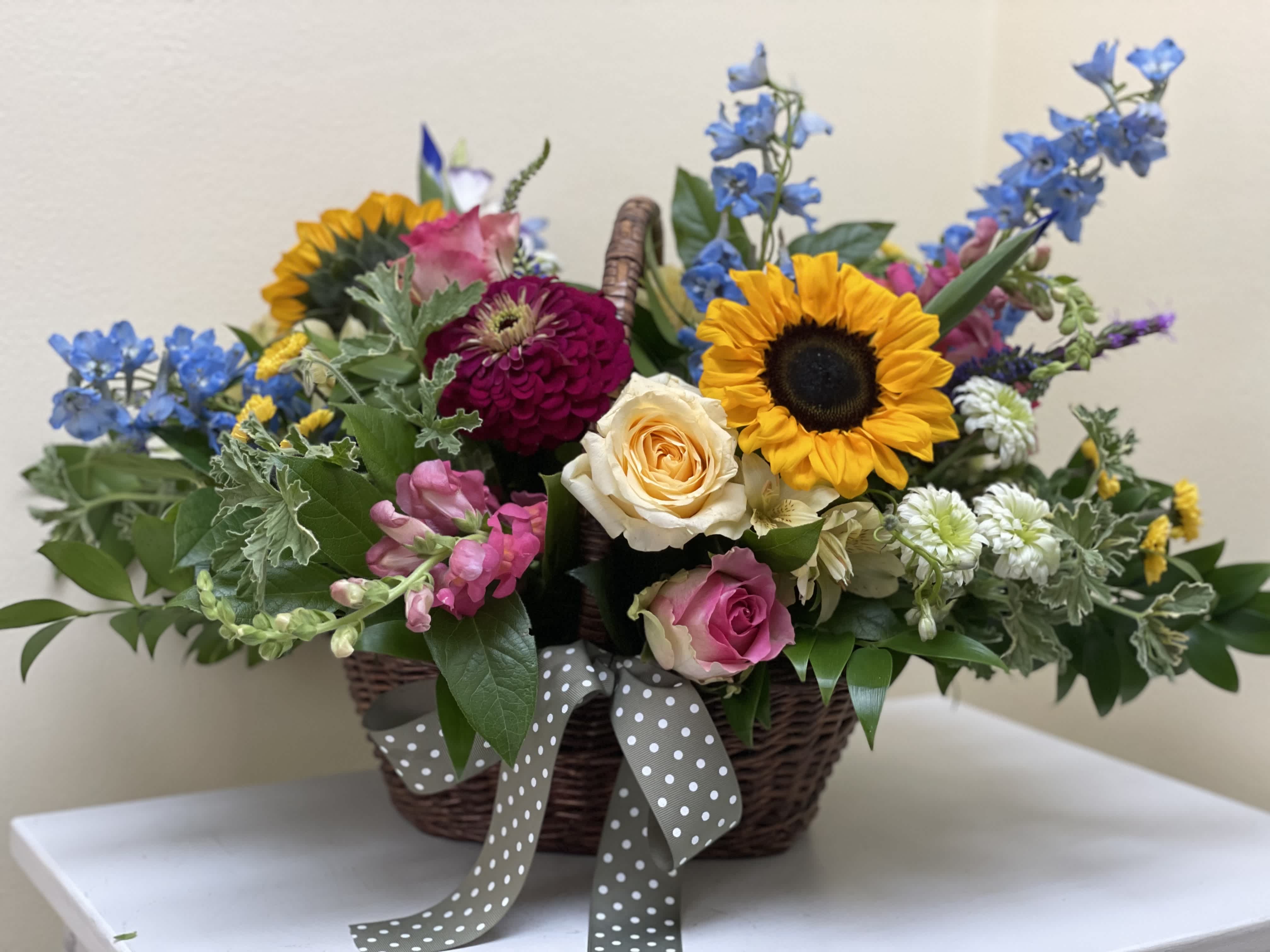 Basket of seasonal flowers