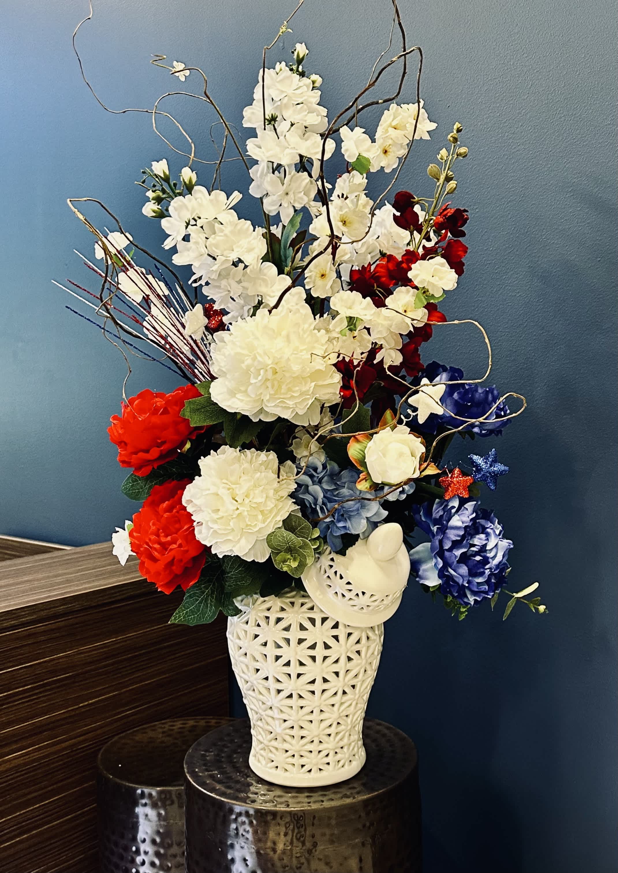 Custom floral arrangement by Legacy Florals & Gifts for a business or church reception area