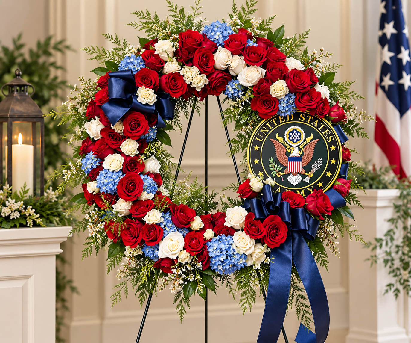 Custom military memorial wreath by Legacy Florals & Gifts