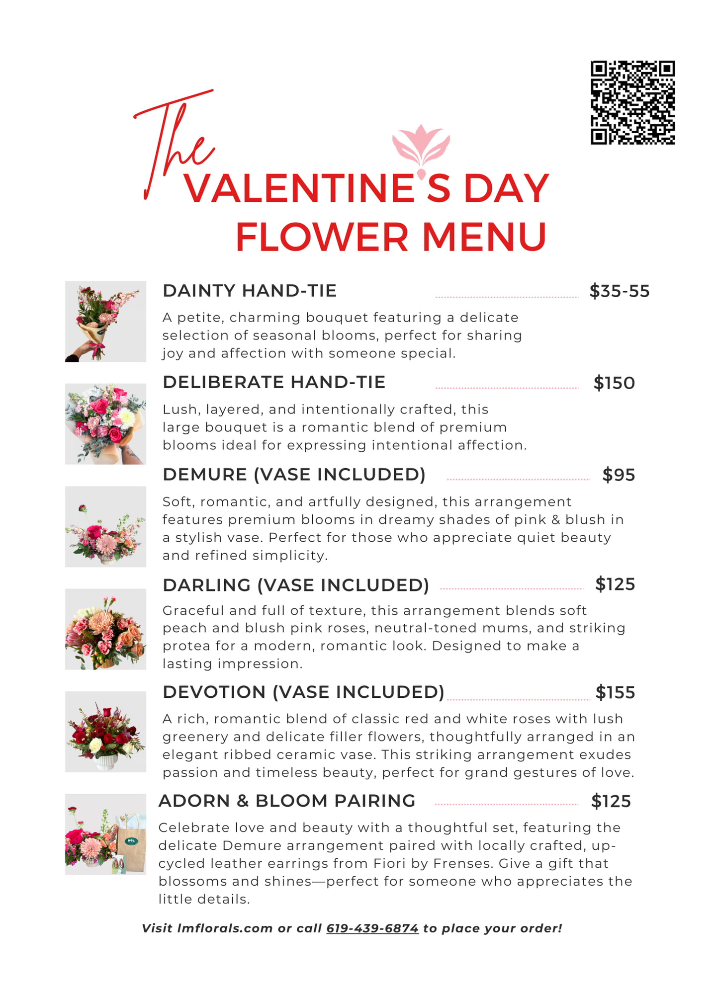 Valentine's Day Flower Menu: Pre-Order Now!