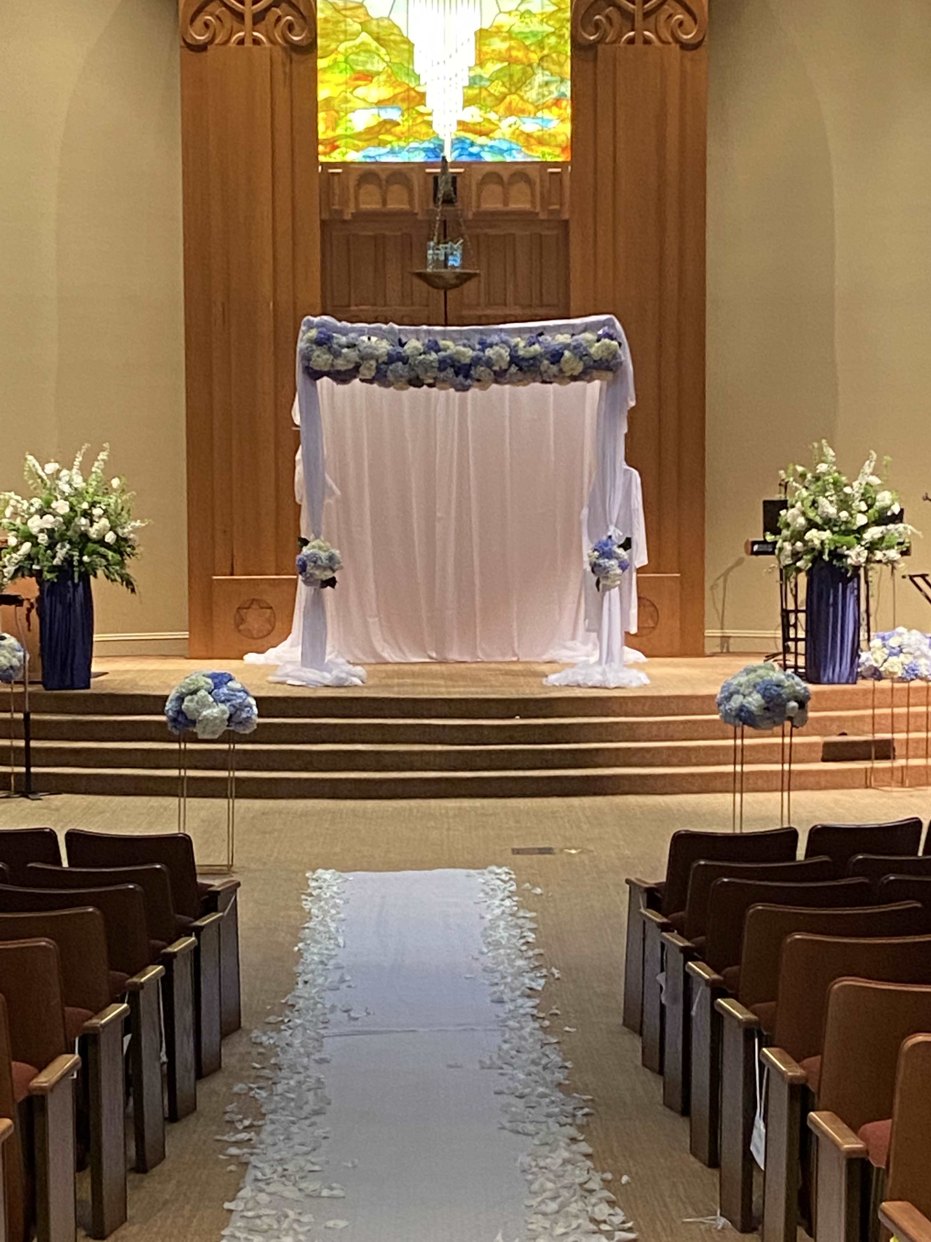 Blue and white wedding
