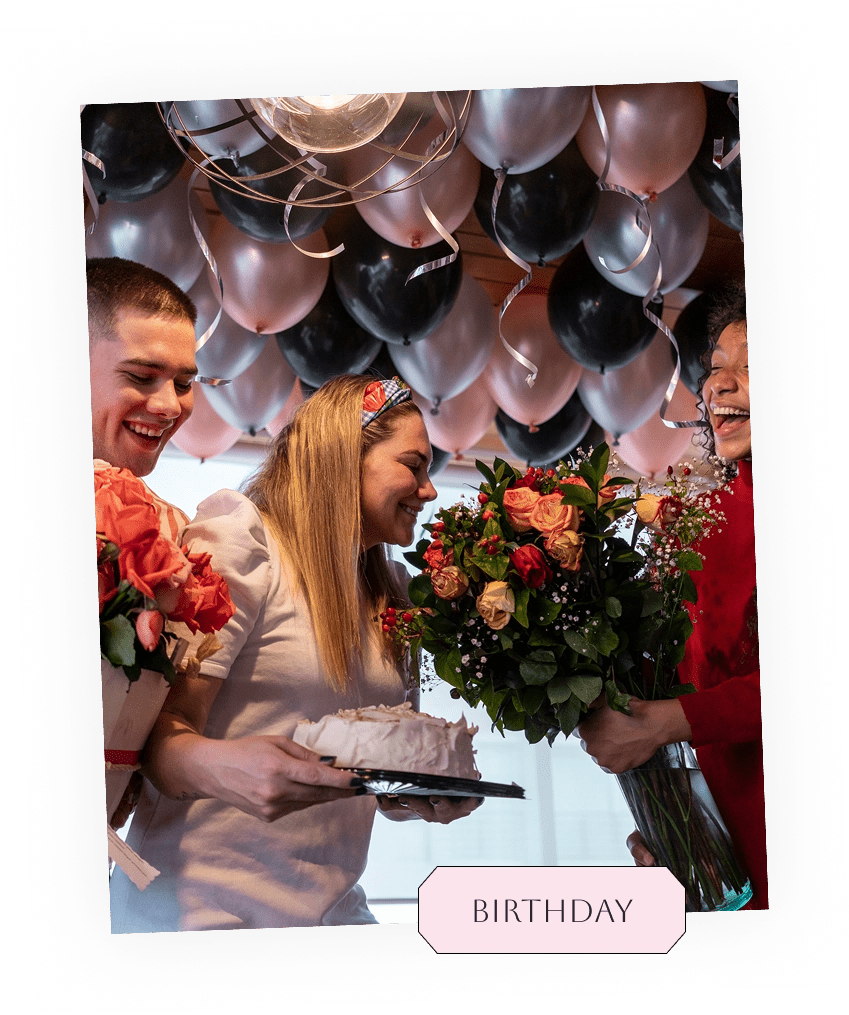 Birthday celebration with flowers