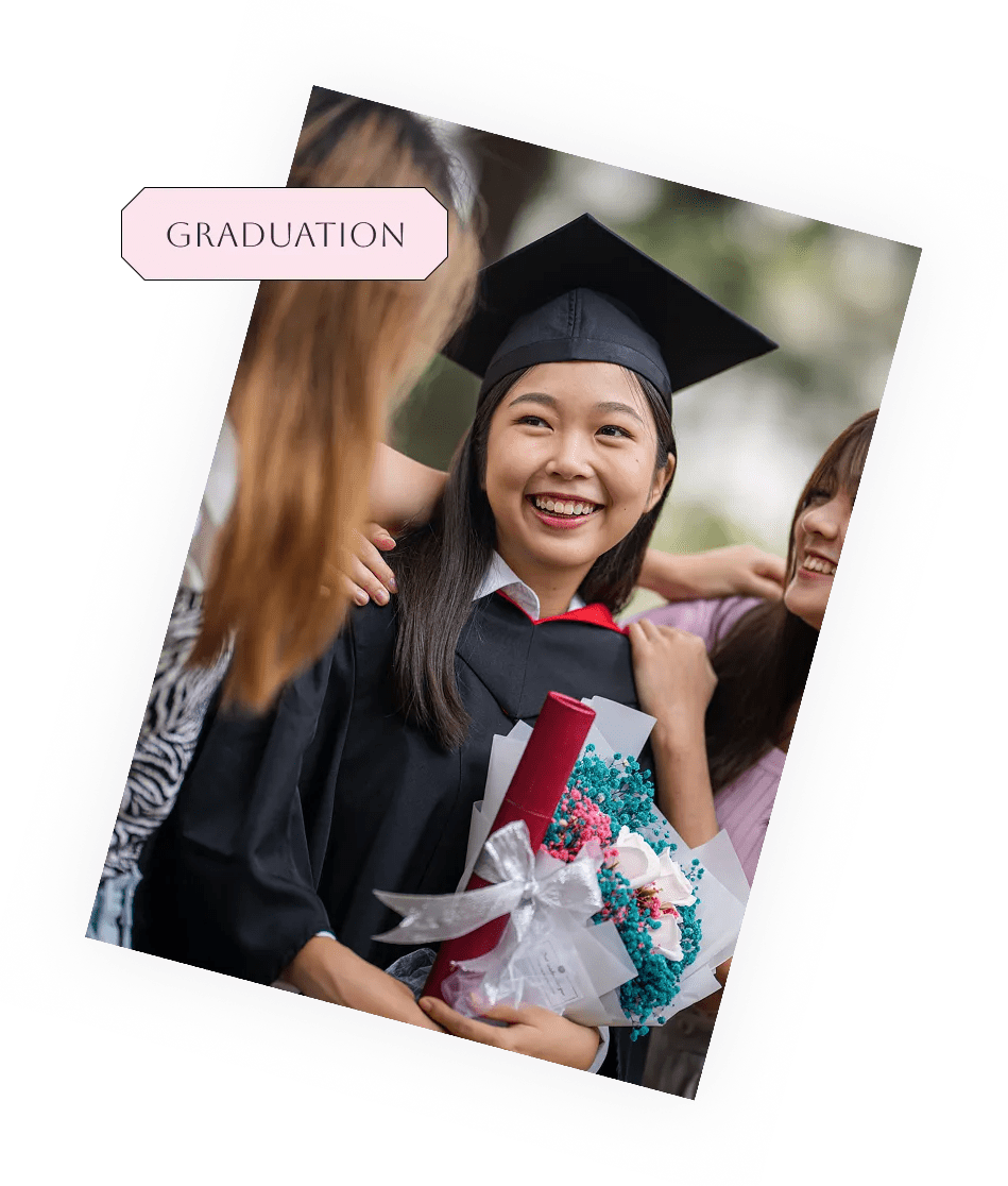 Graduation celebration with flowers