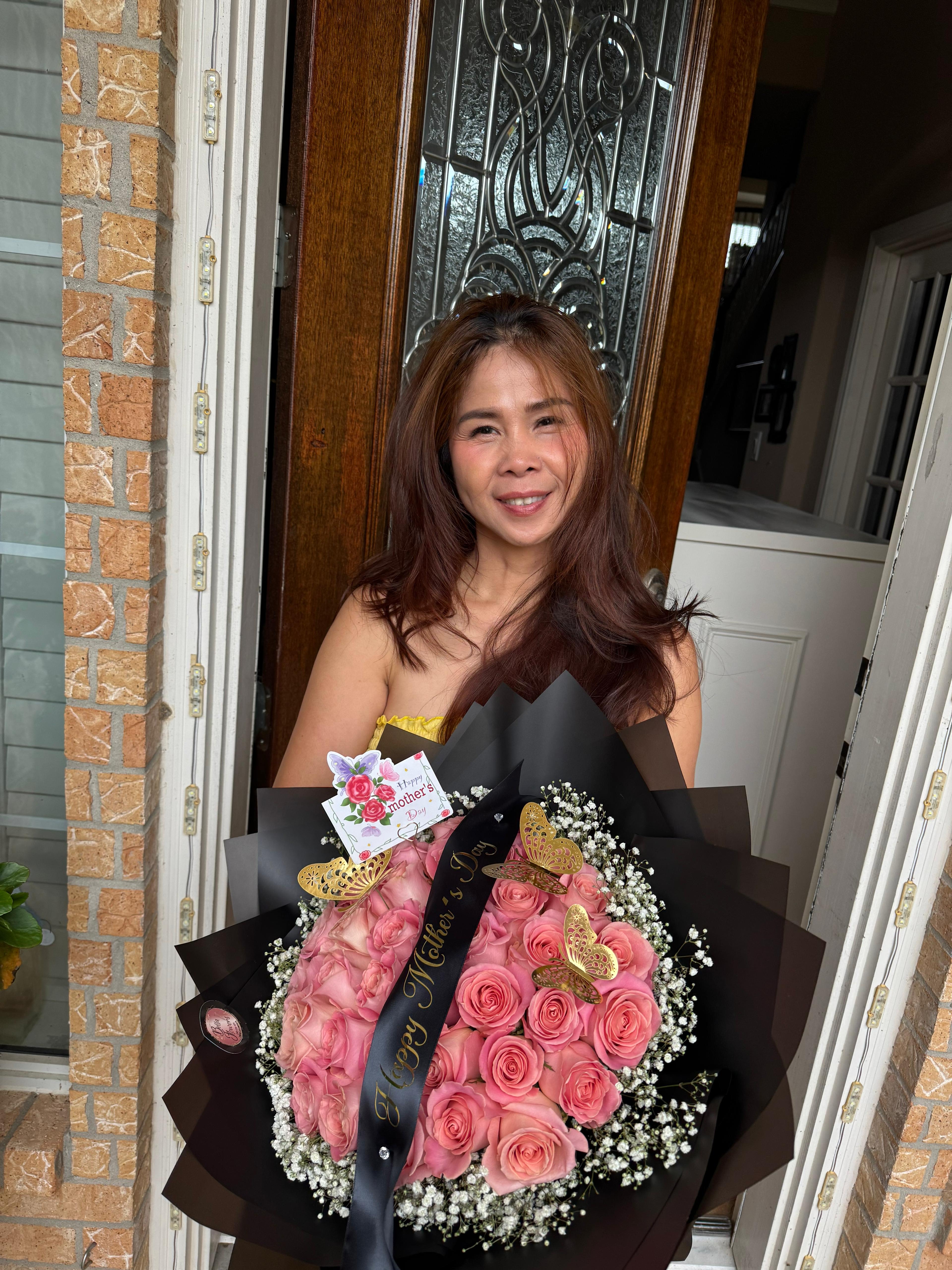 Bouquet 25 roses pink 
