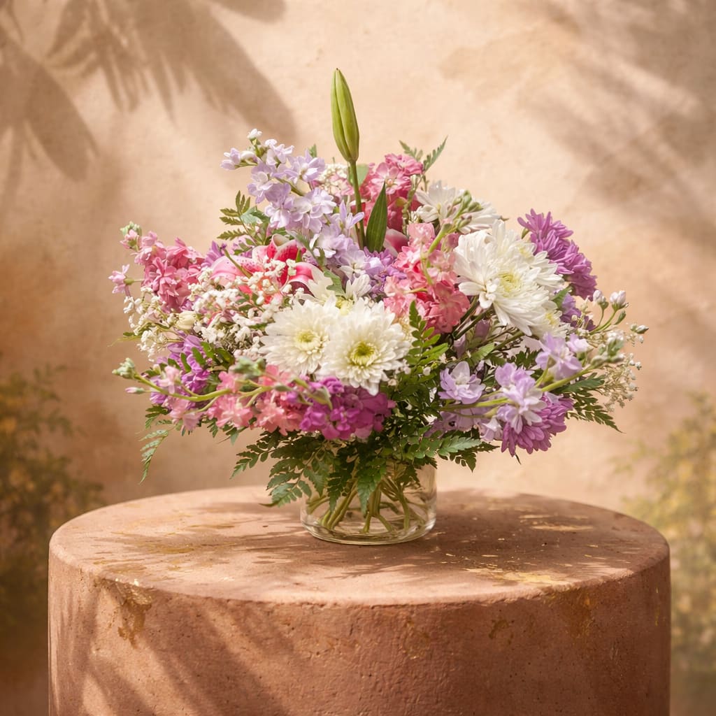 Blush & Lavender Lily Garden Vase