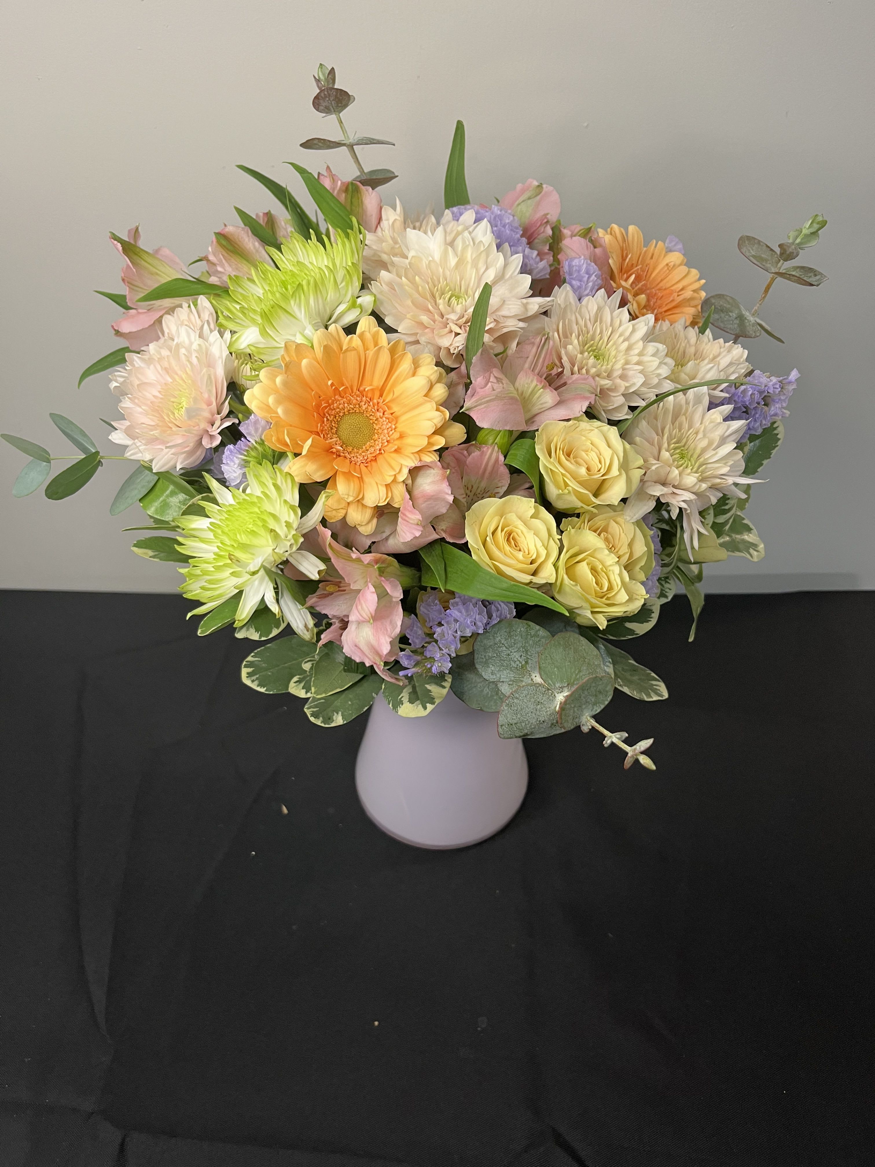 Soft Pastel Vase Arrangement Designer's Choice by Chasing Petals