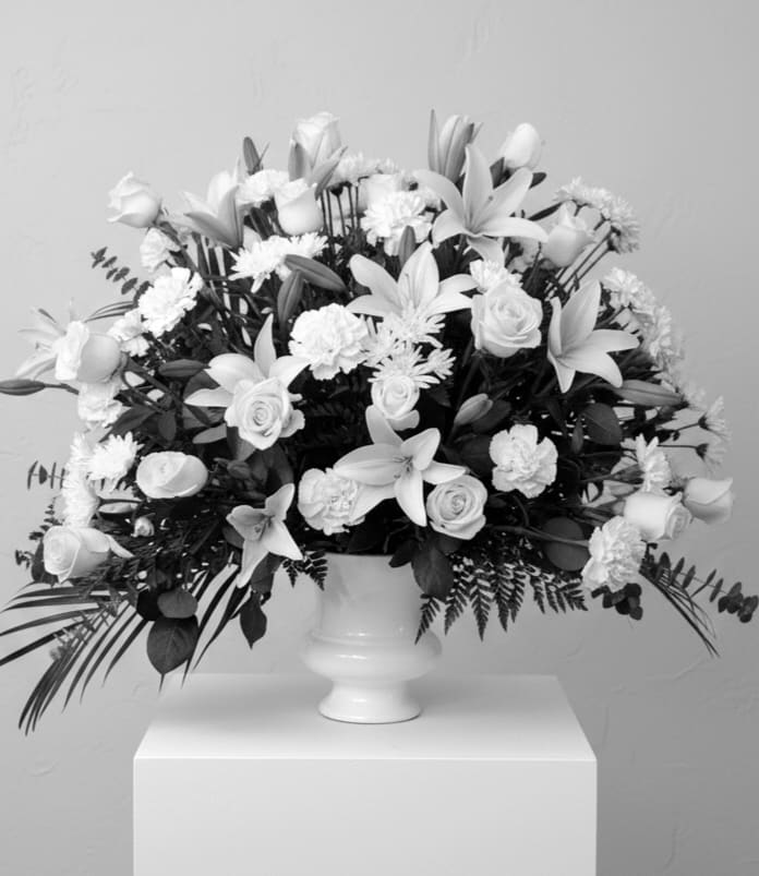 All white Funeral container