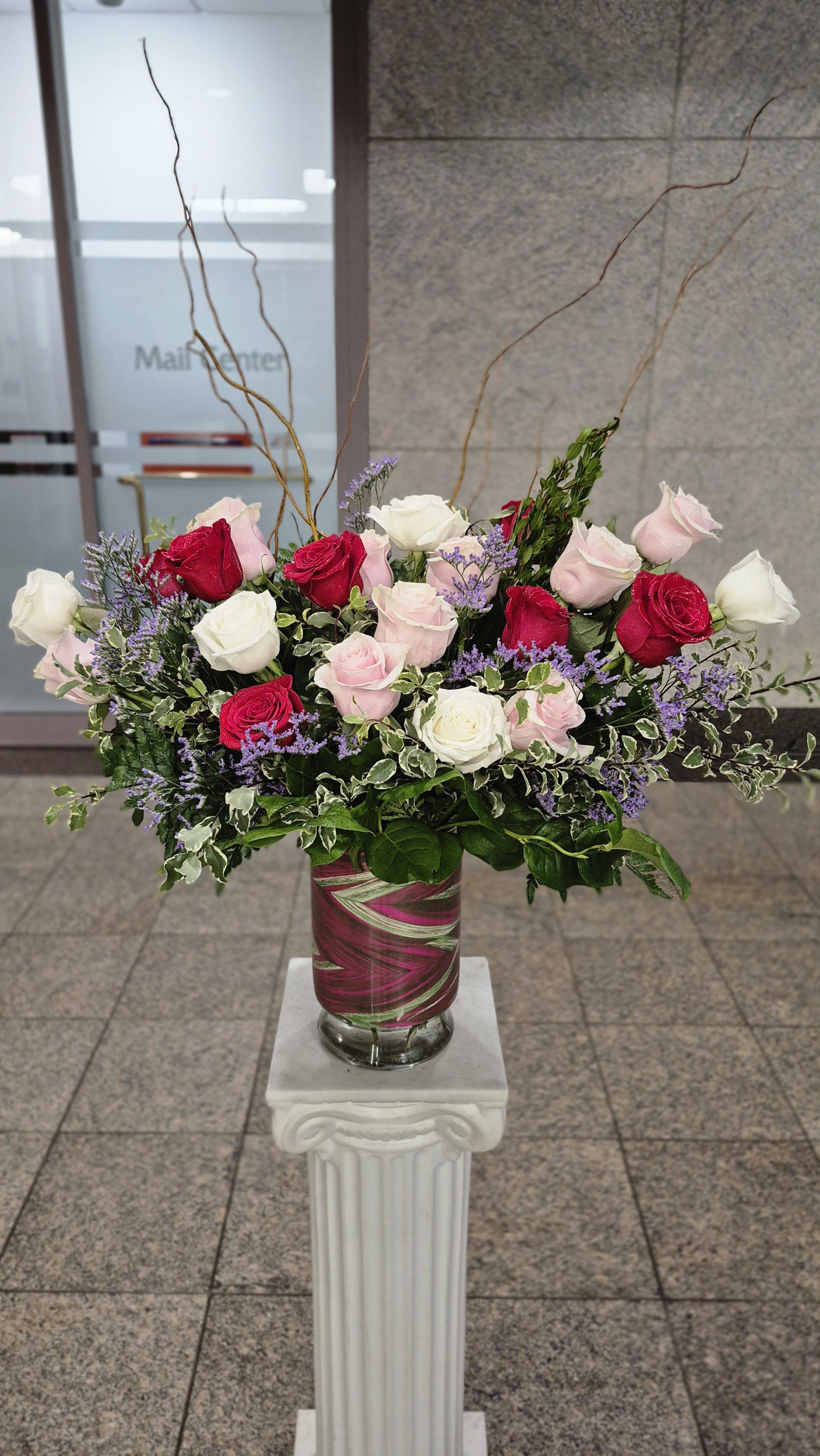 Two Dozen Modern Mixed Rose Arrangement
