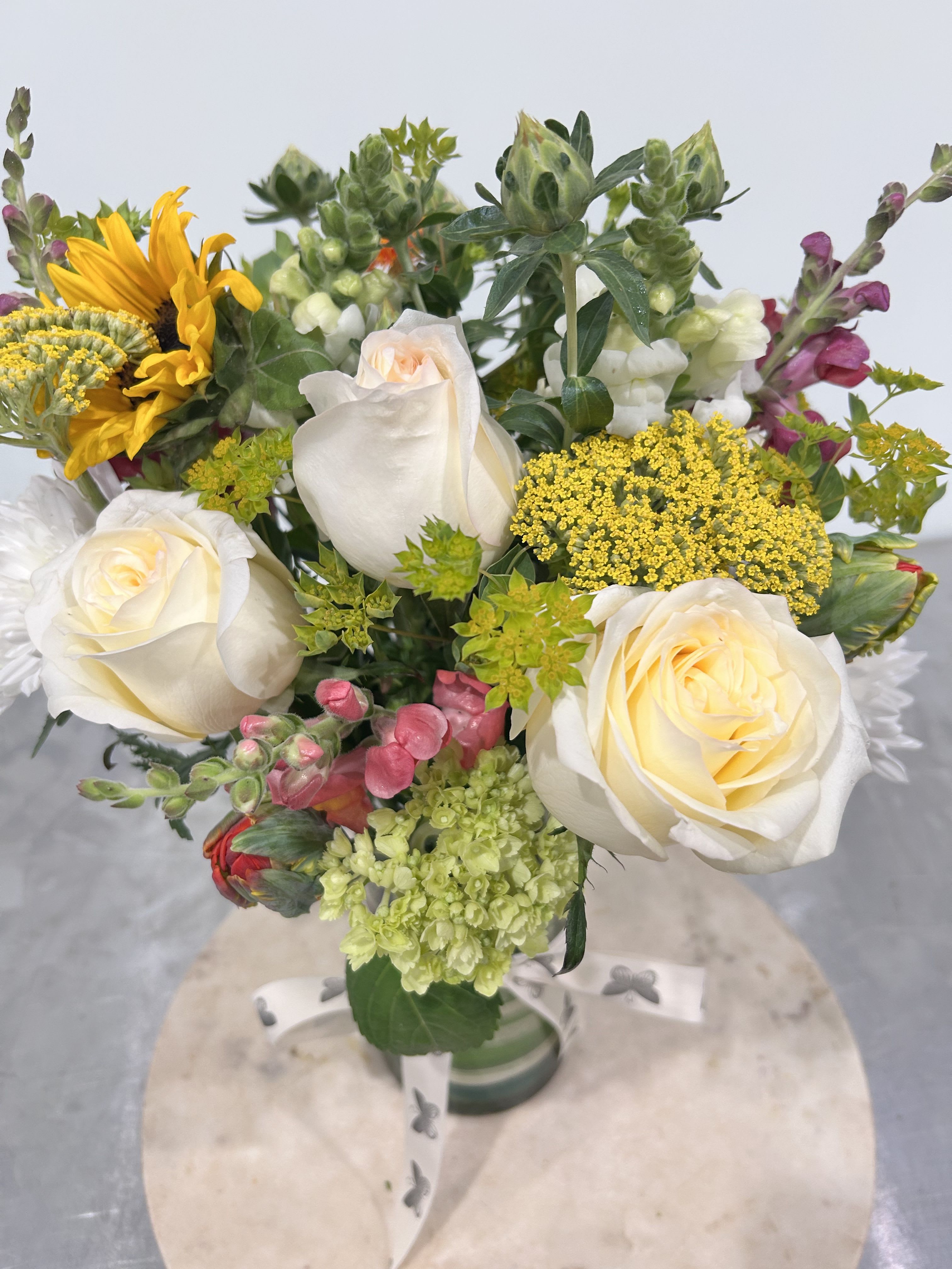 Flowers in a Glass Cylinder