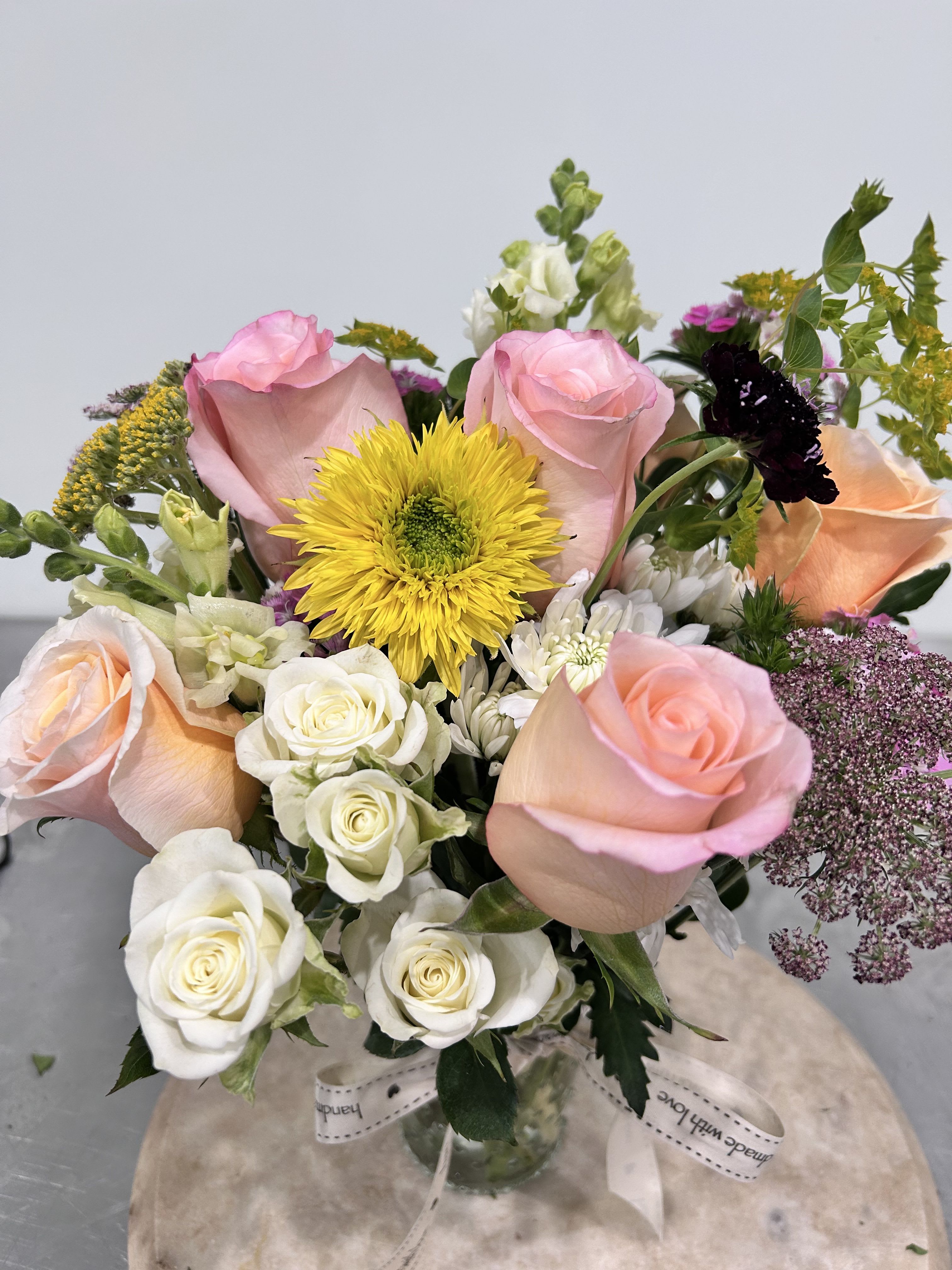 Annie Hobnail Vase with Seasonal Flowers