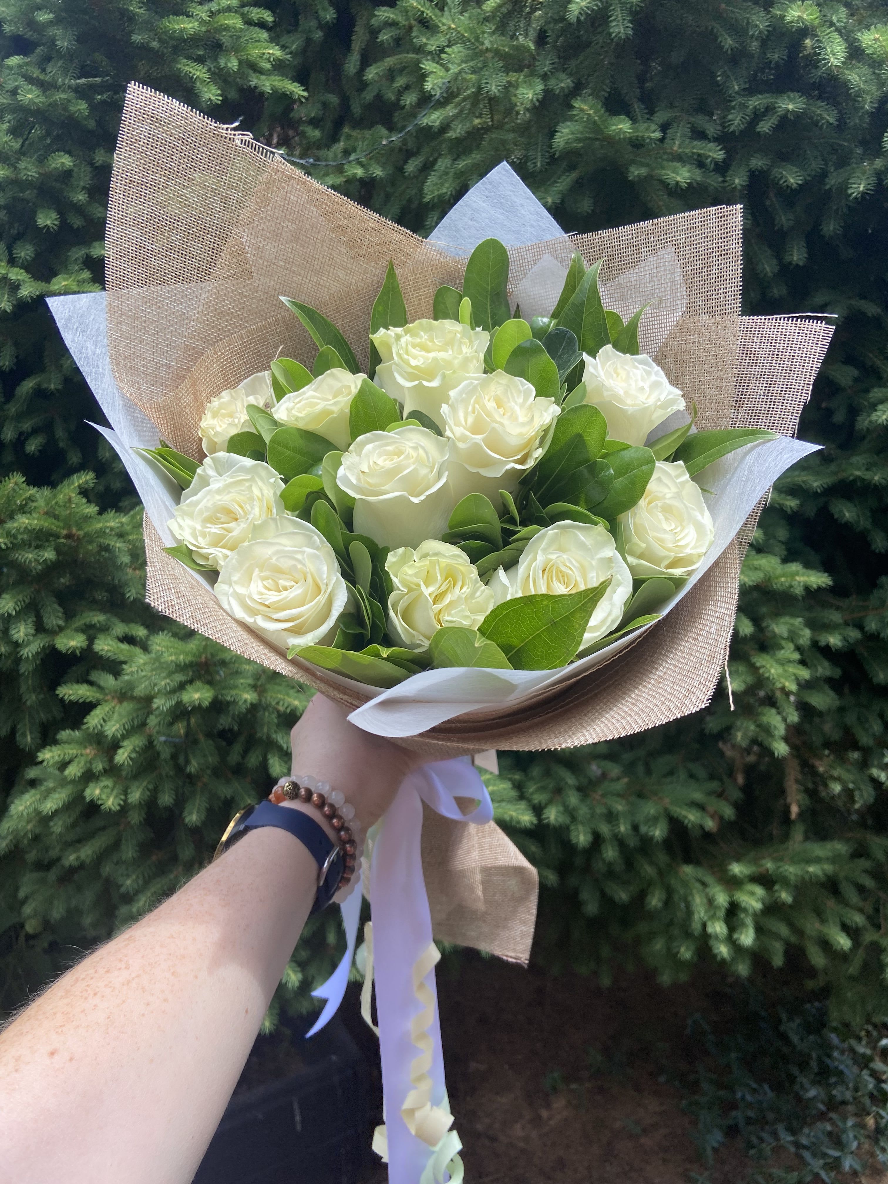 White Rose Elegance Bouquet by Chasing Petals