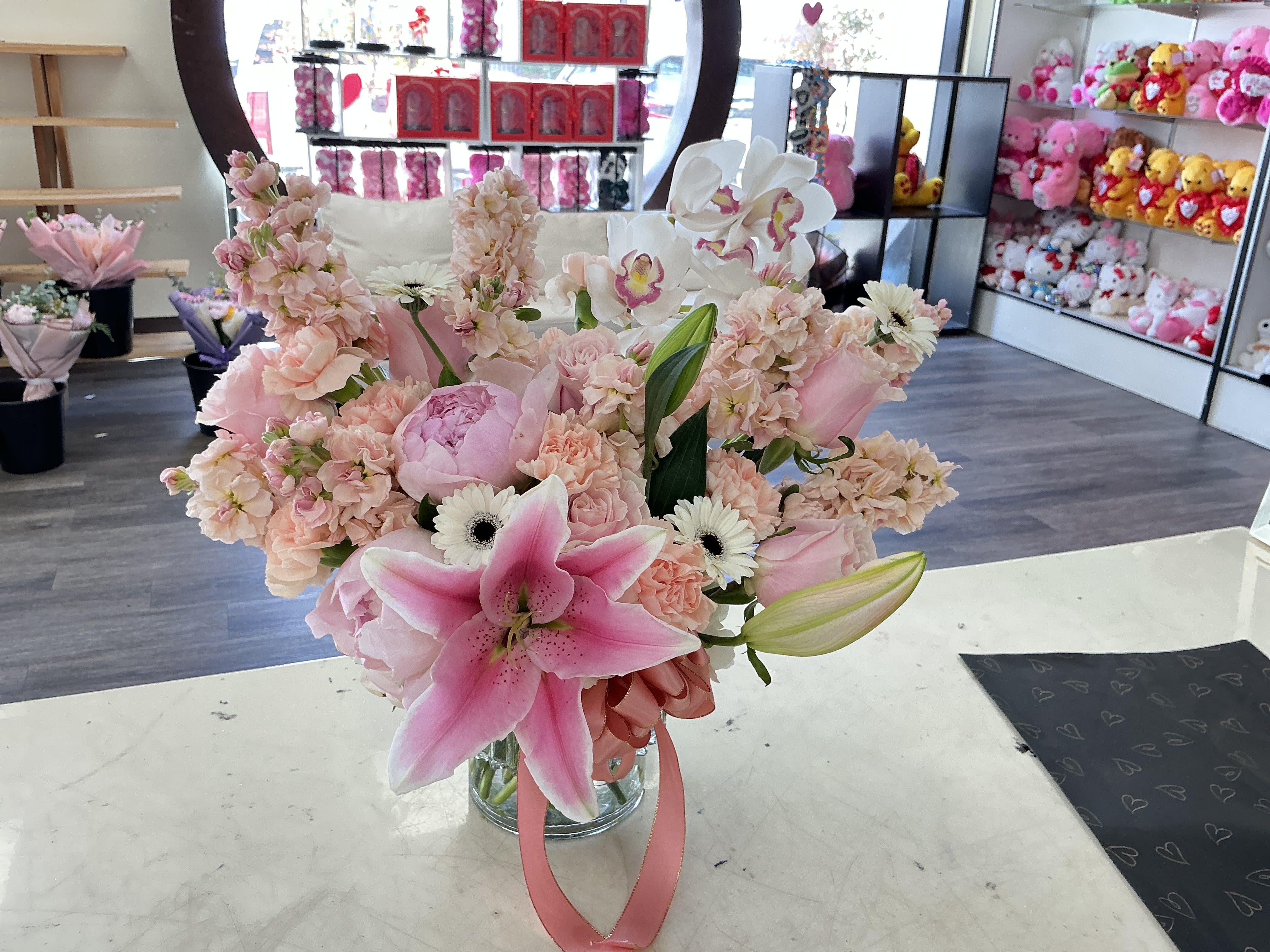 Peach Cymbidium Vase