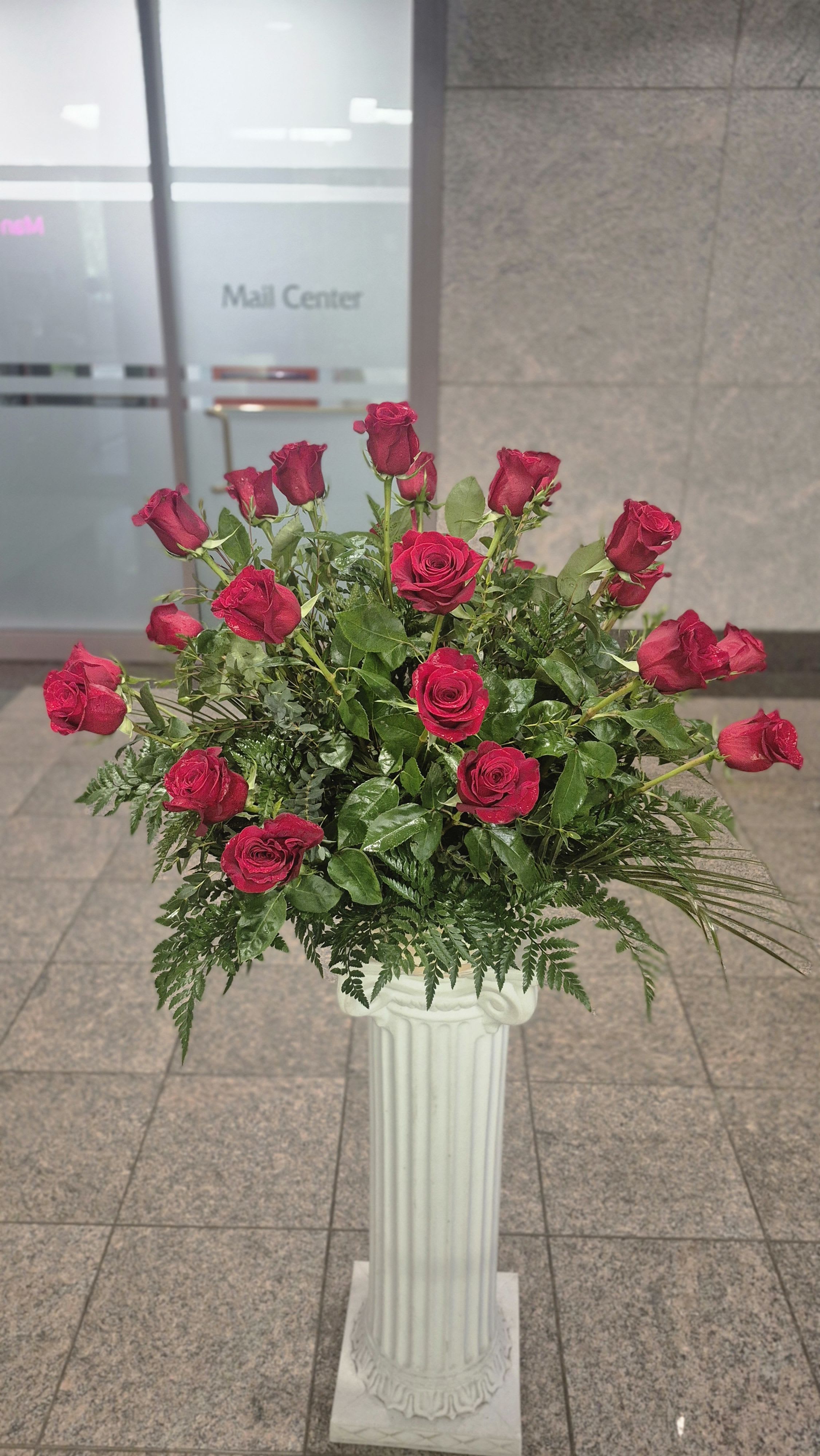 Denise-Two Dozen Long Stem Red Roses In a Basket