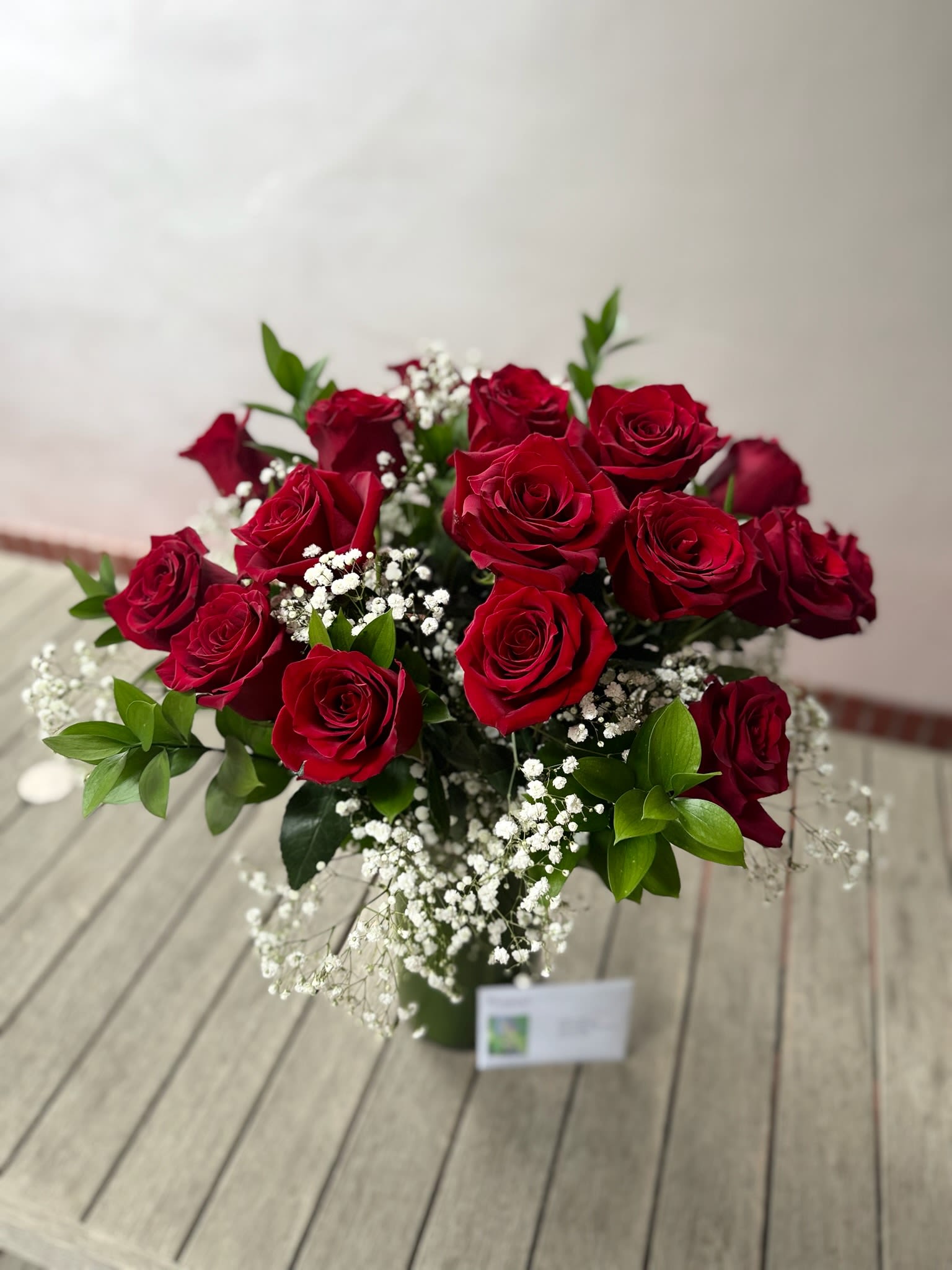 Crimson Elegance: Tall Red Rose Arrangement