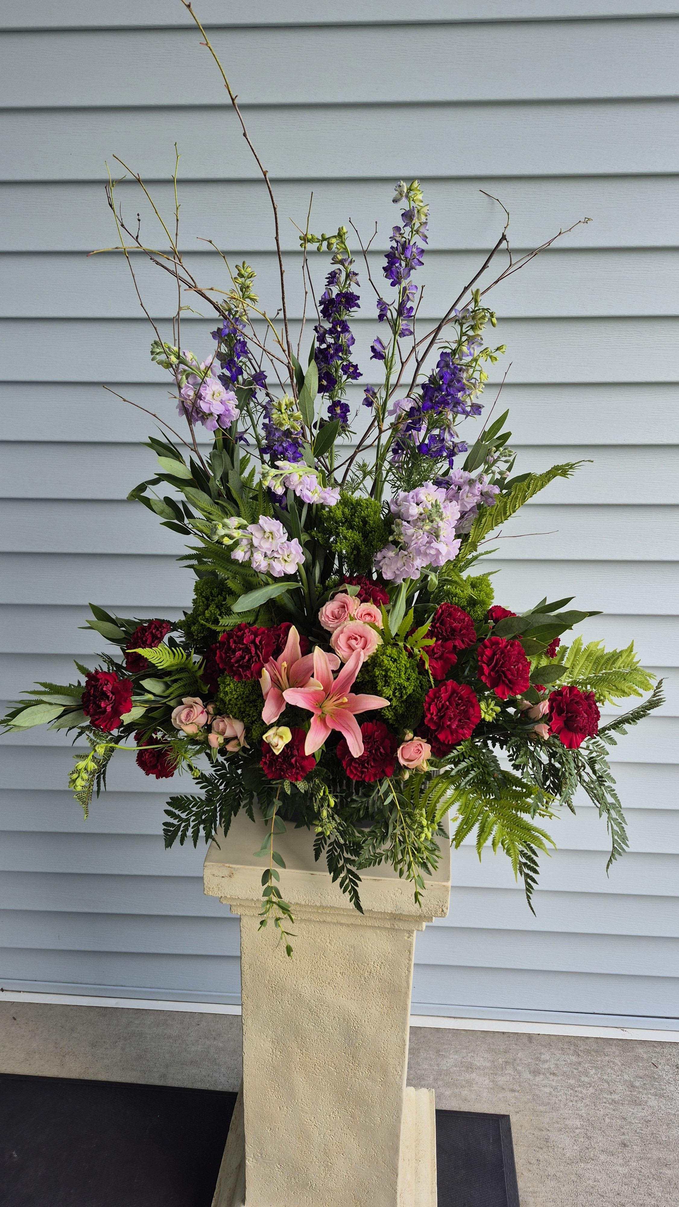 colorful arrangement in a container 