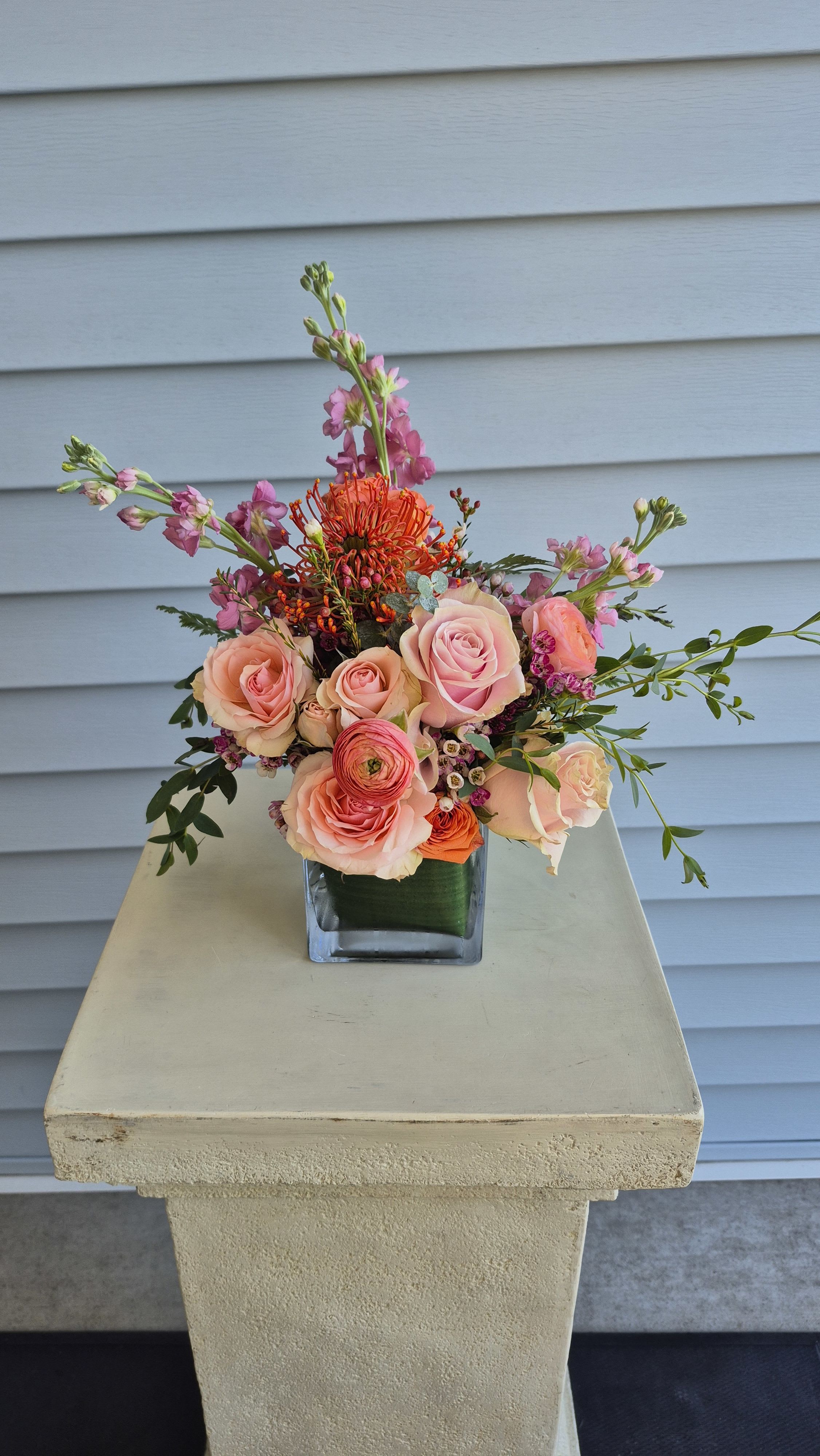 pink and orange, vibrant happy arrangement
