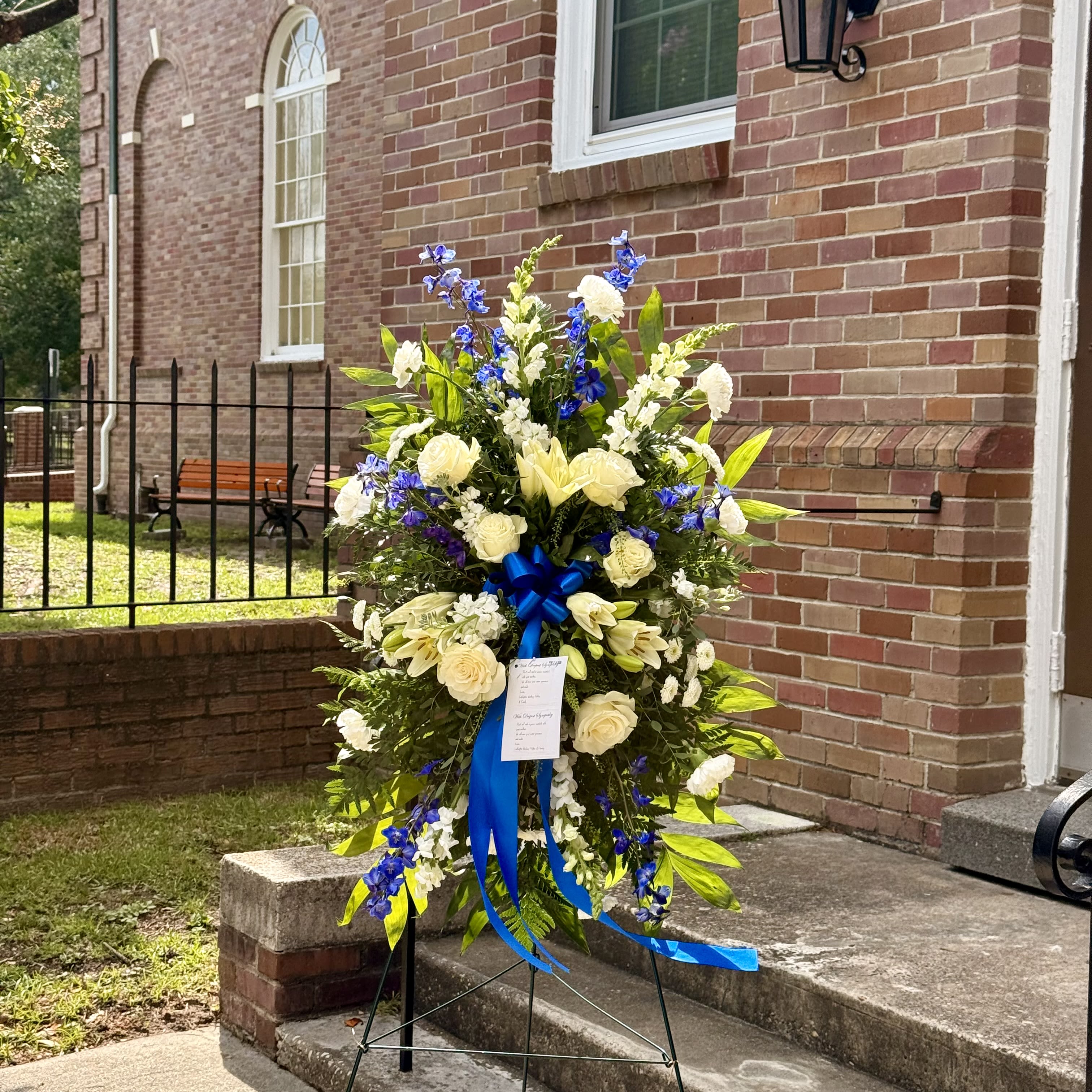 White and Blue Standing Spray