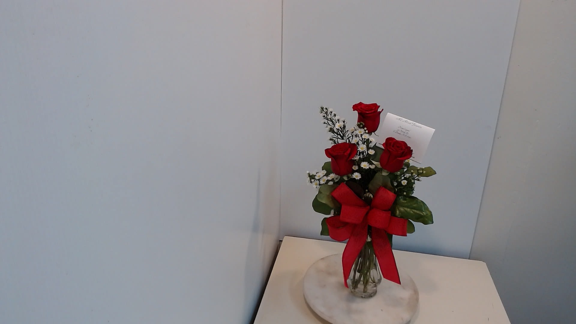 Triple Classic Bud Vase Roses