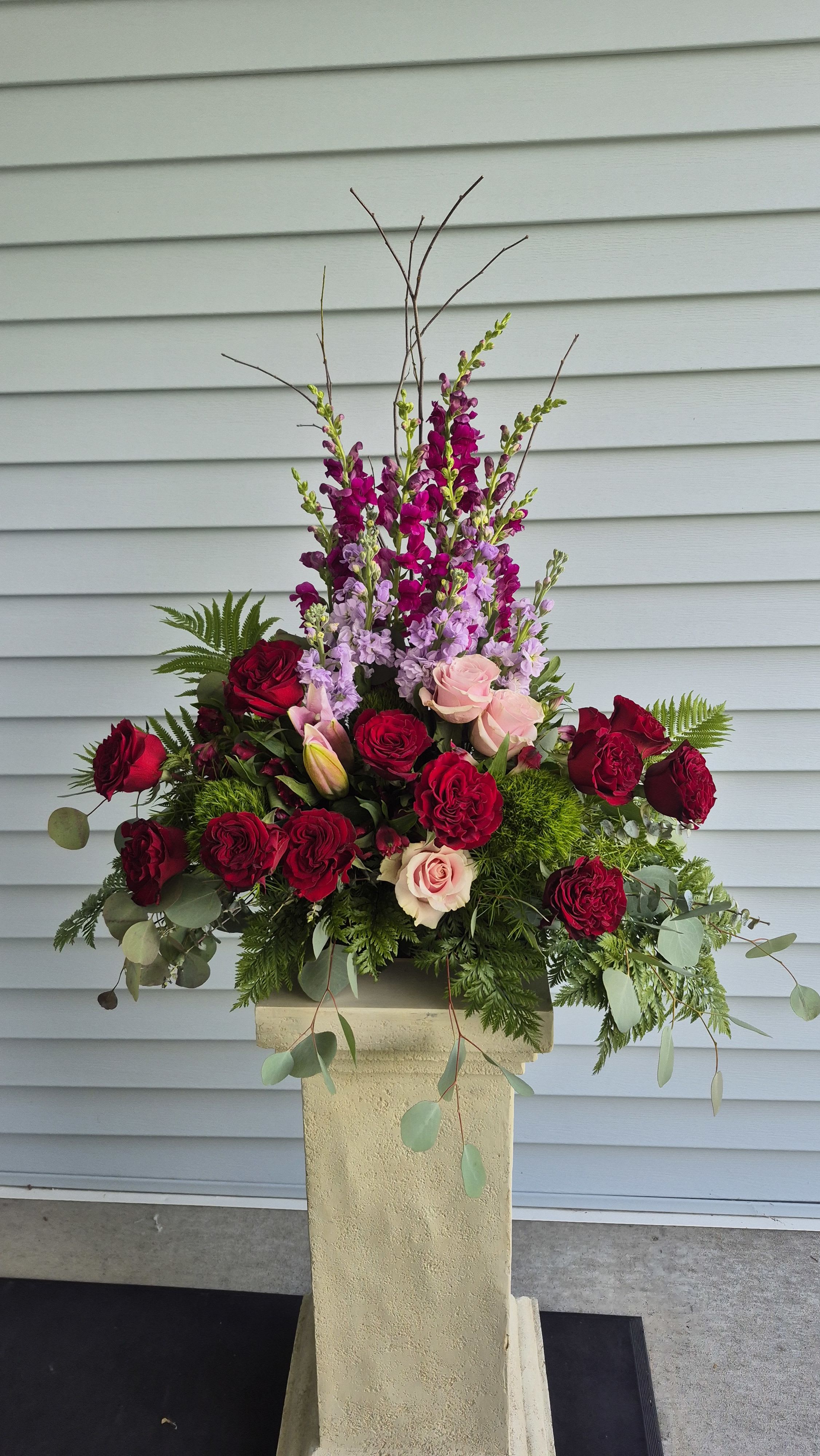 colorful arrangement in a container 