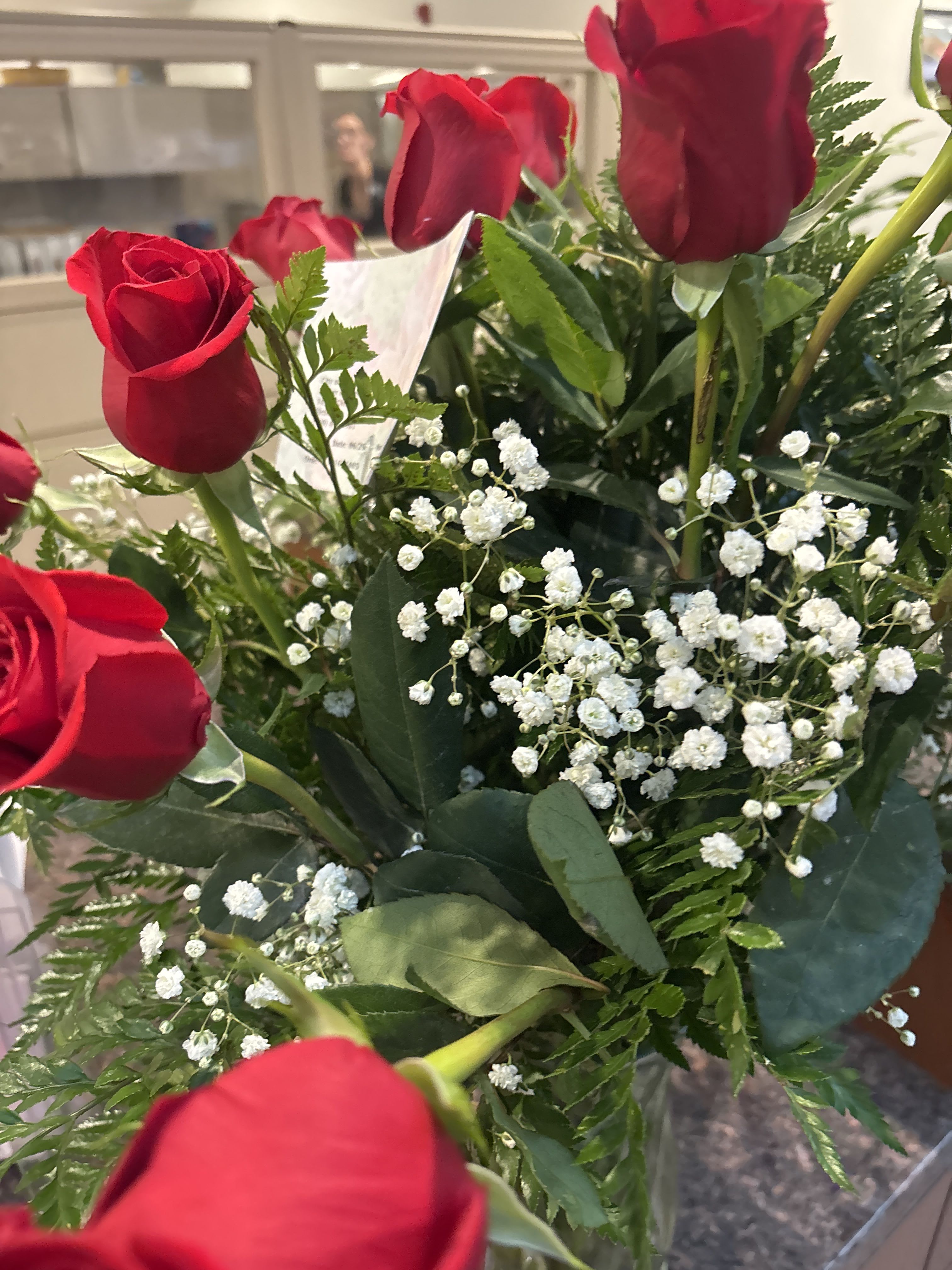 Dozen Long Stemmed Roses with Baby's Breath by BloomNation™