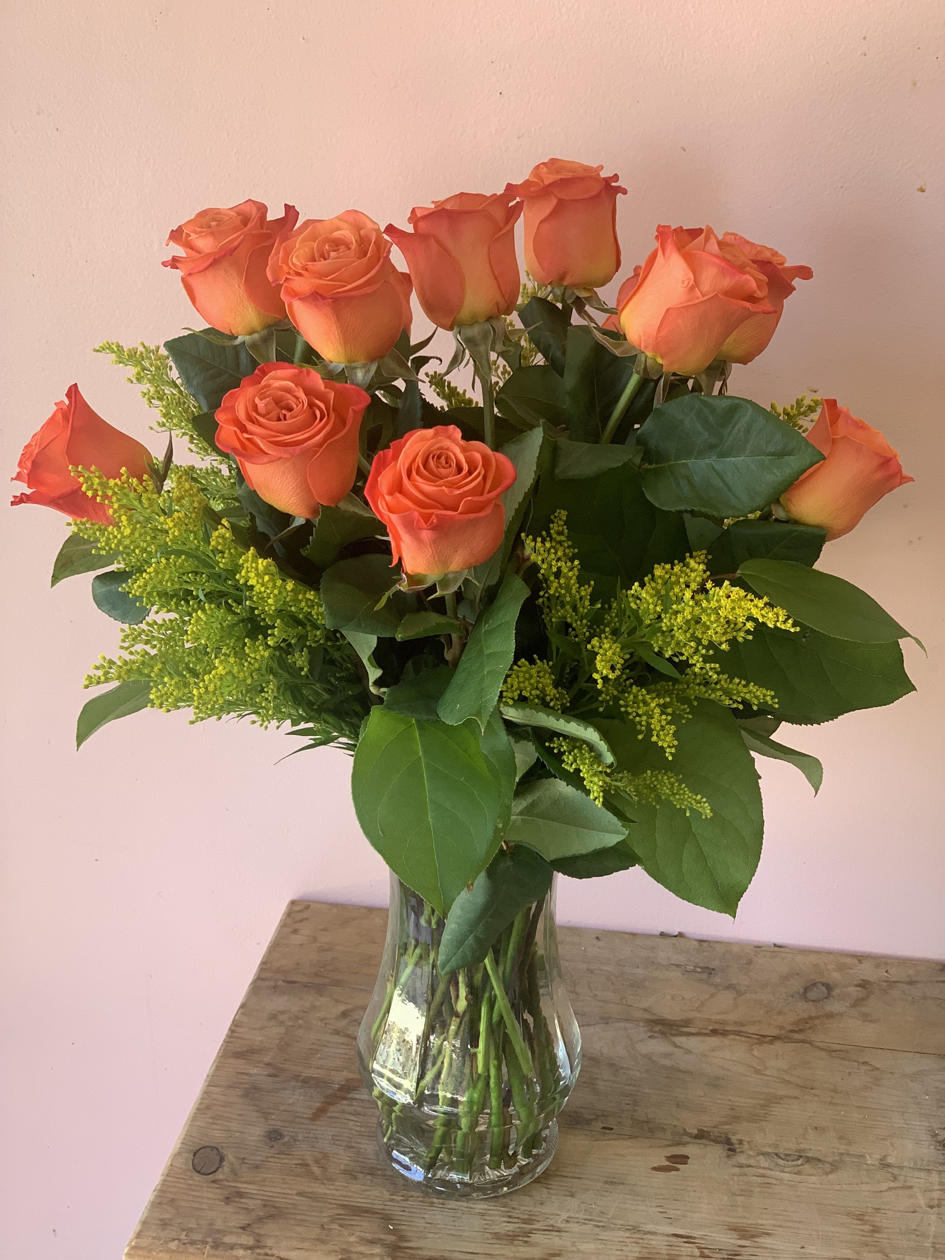 Solar Flare | Dozen Long Stem Orange Roses | Professional Orange Rose Delivery in San Francisco