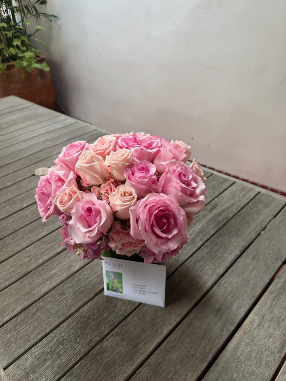 A Love Medley: Blending Pink and Red Roses with Graceful Pink Hydrangea