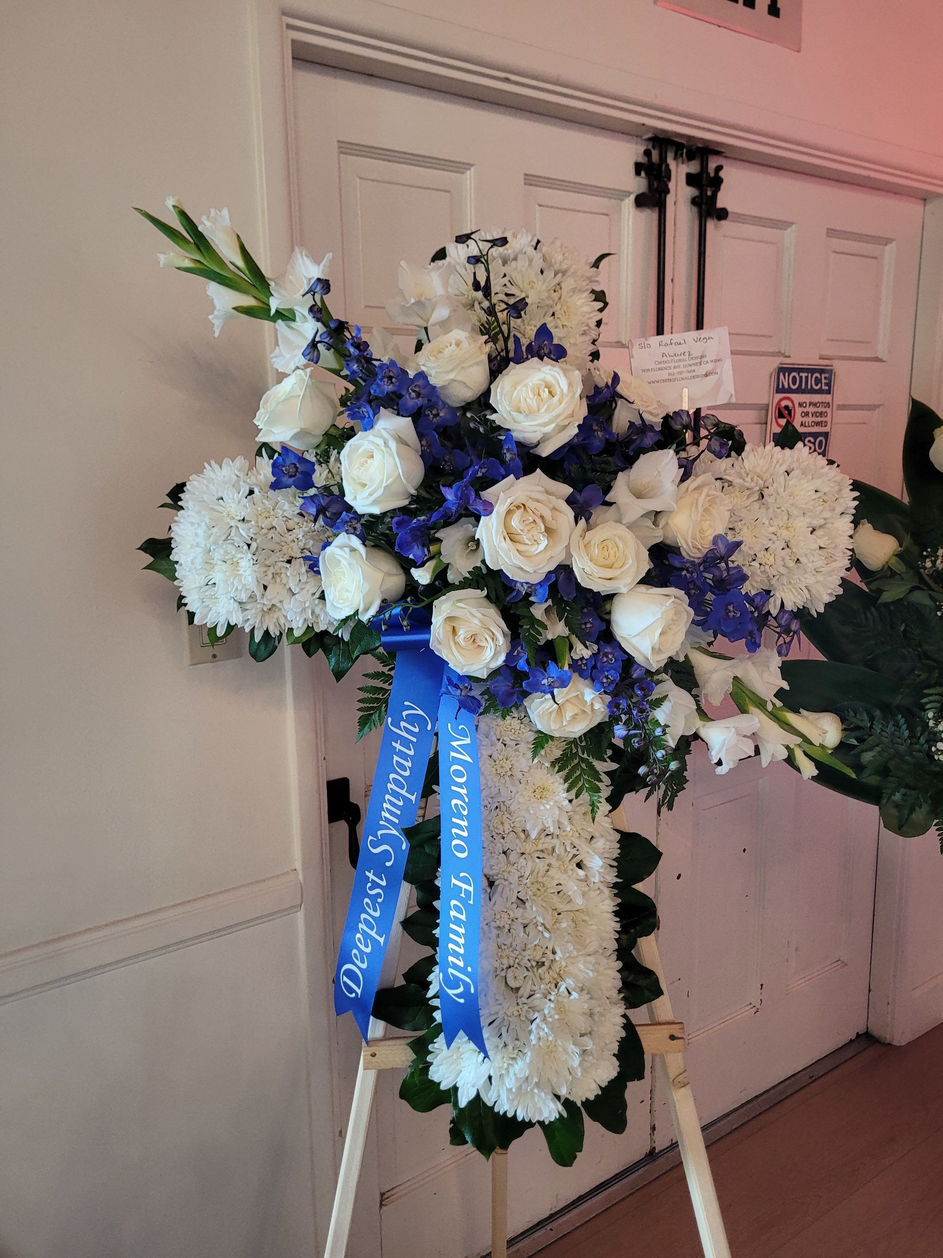 Sympathy Cross Blue And White