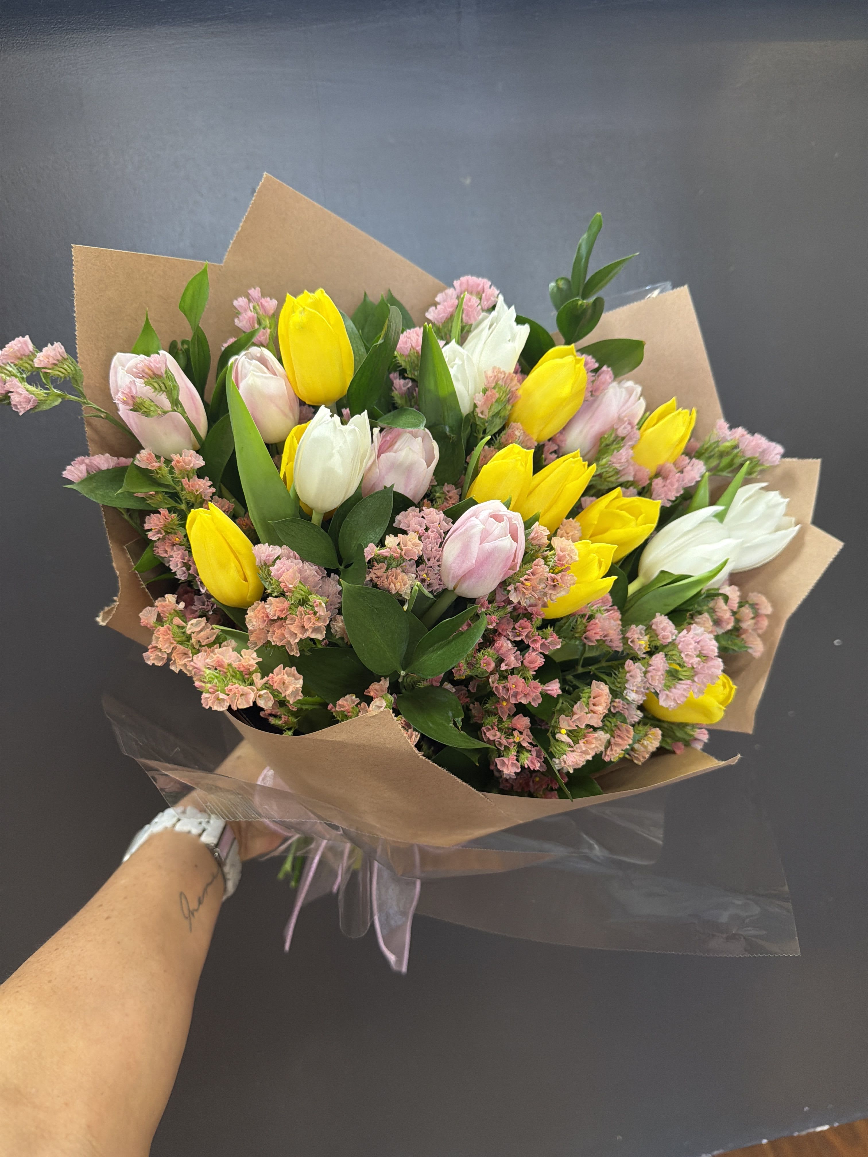 Hand-Tied Bouquet Of Dutch Tulips