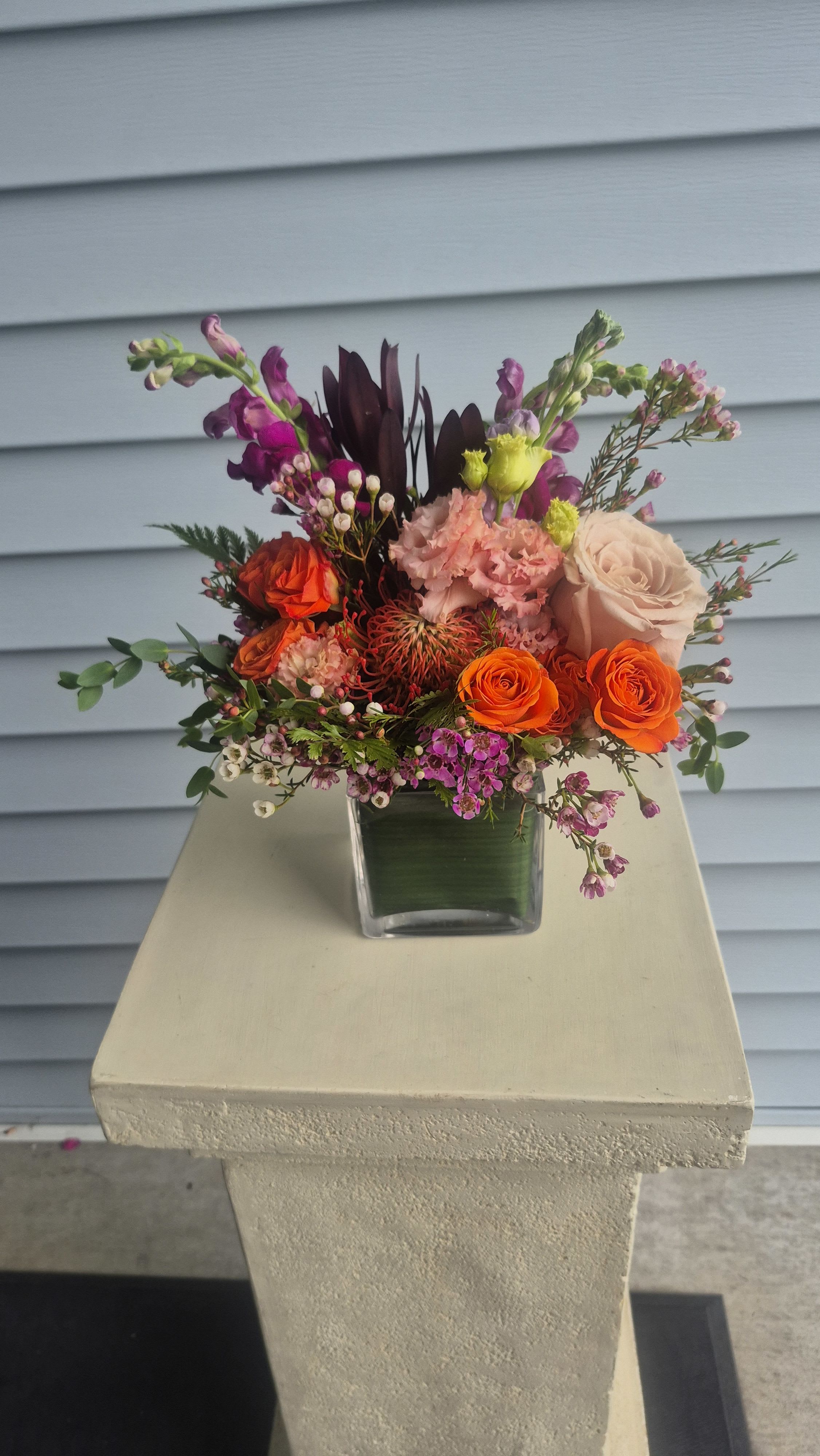 pink and orange, vibrant happy arrangement