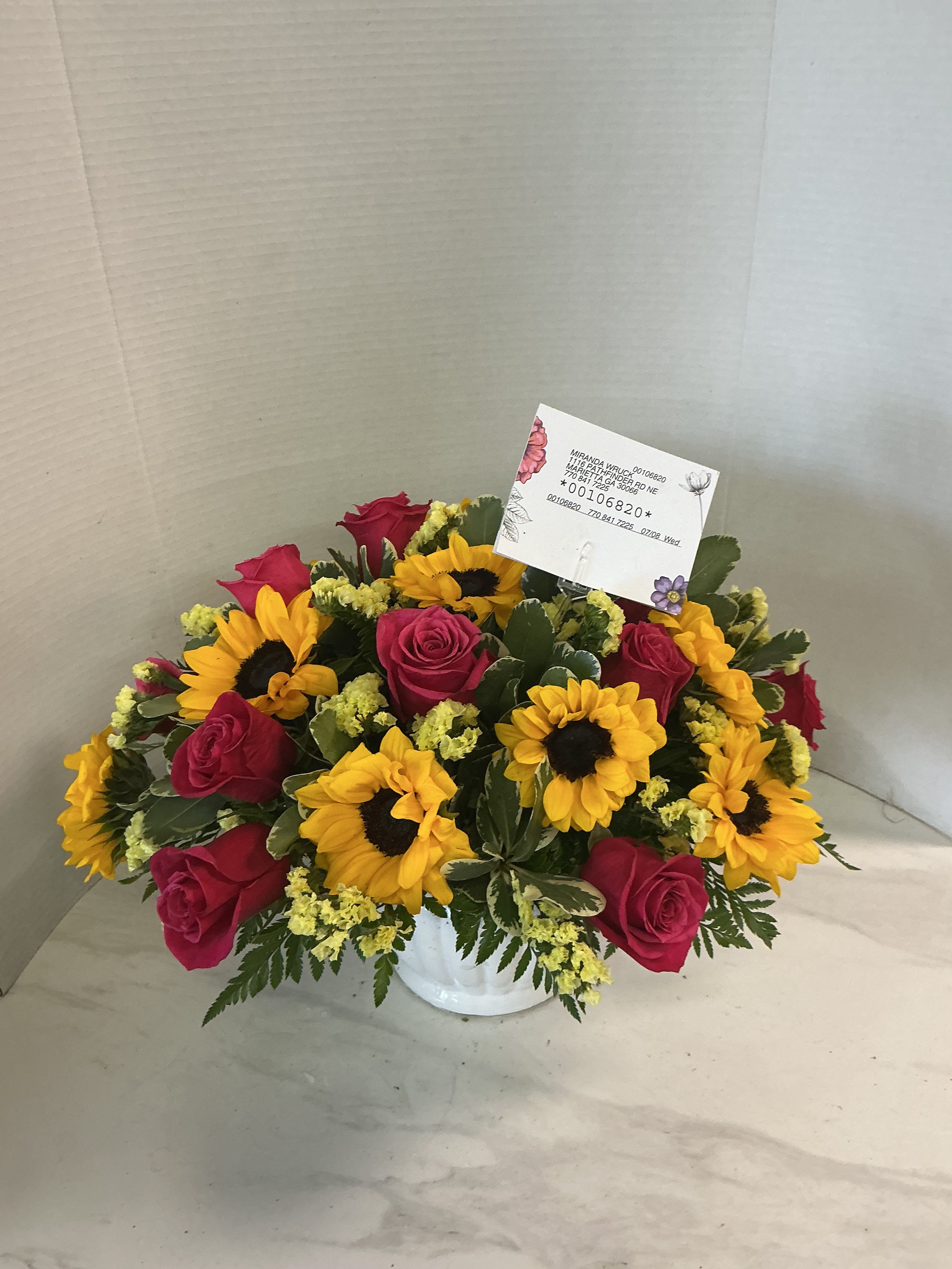 Modern sunflowers and roses