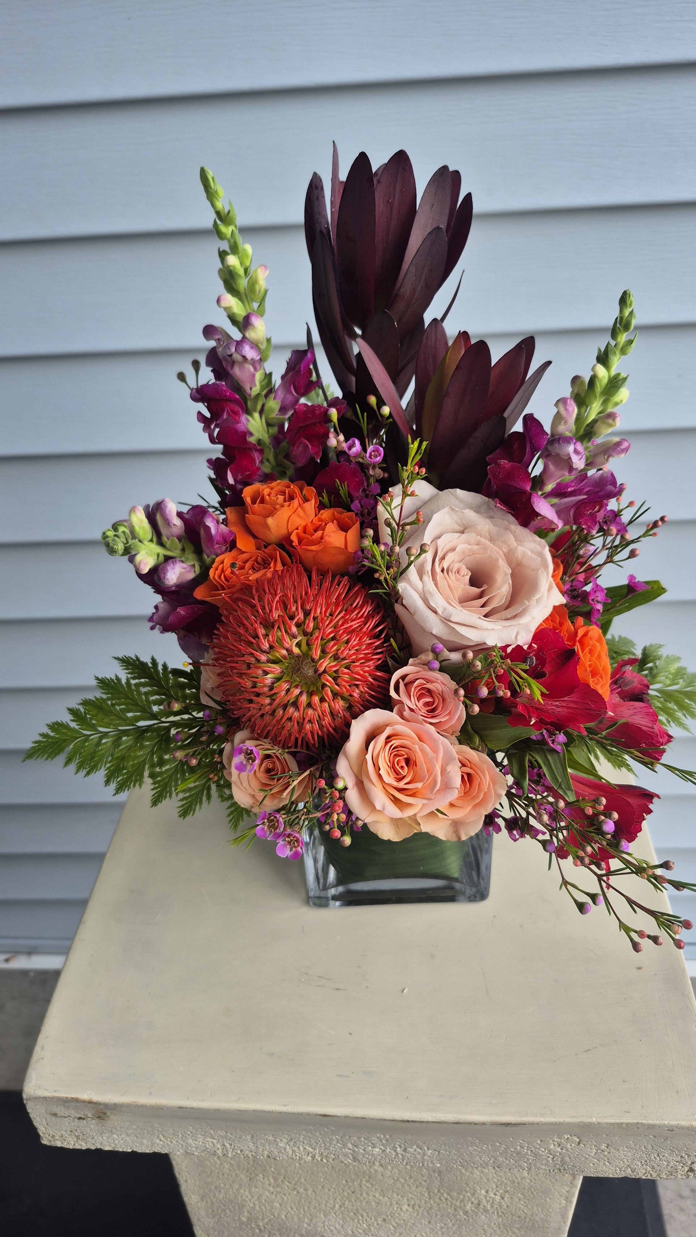 pink and orange, vibrant happy arrangement