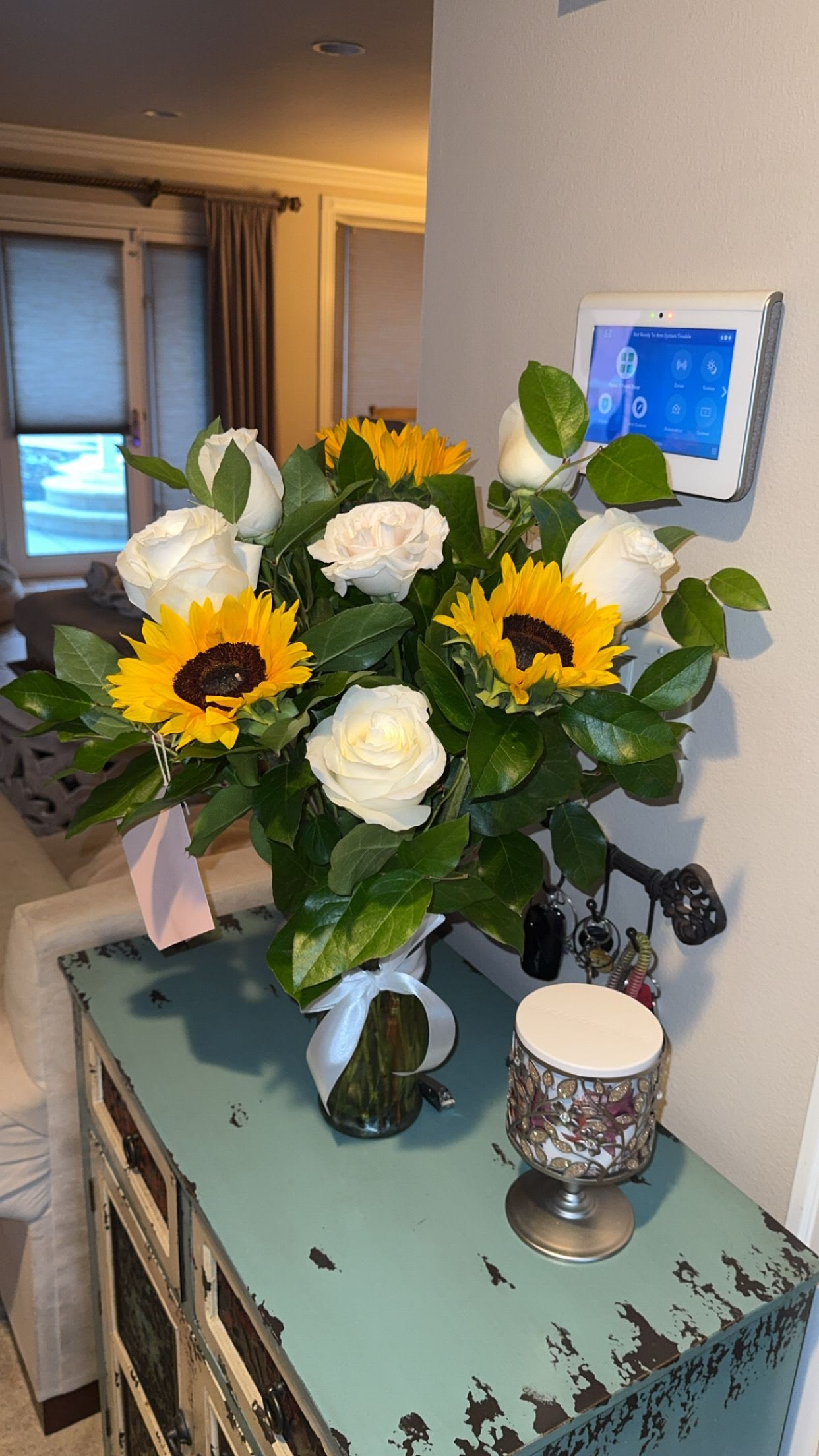 Sunflower White Roses Bouquet | Cat Lover's Collection