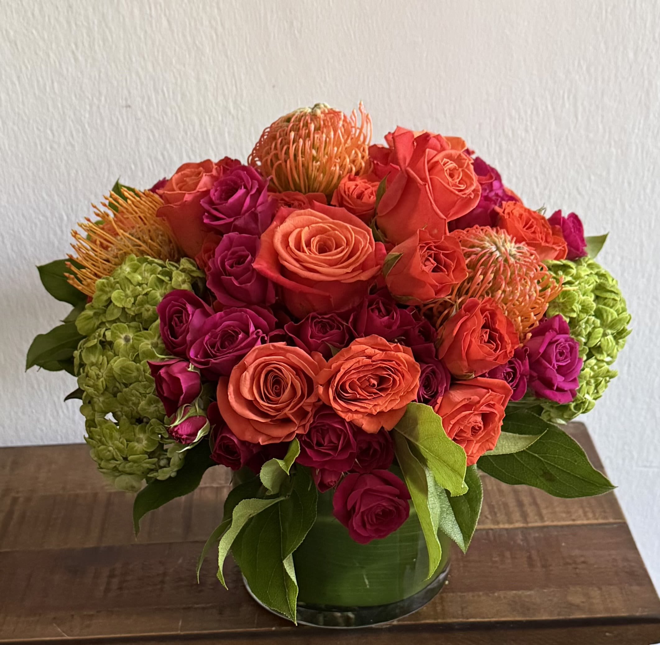 Hot pink and orange bouquet.