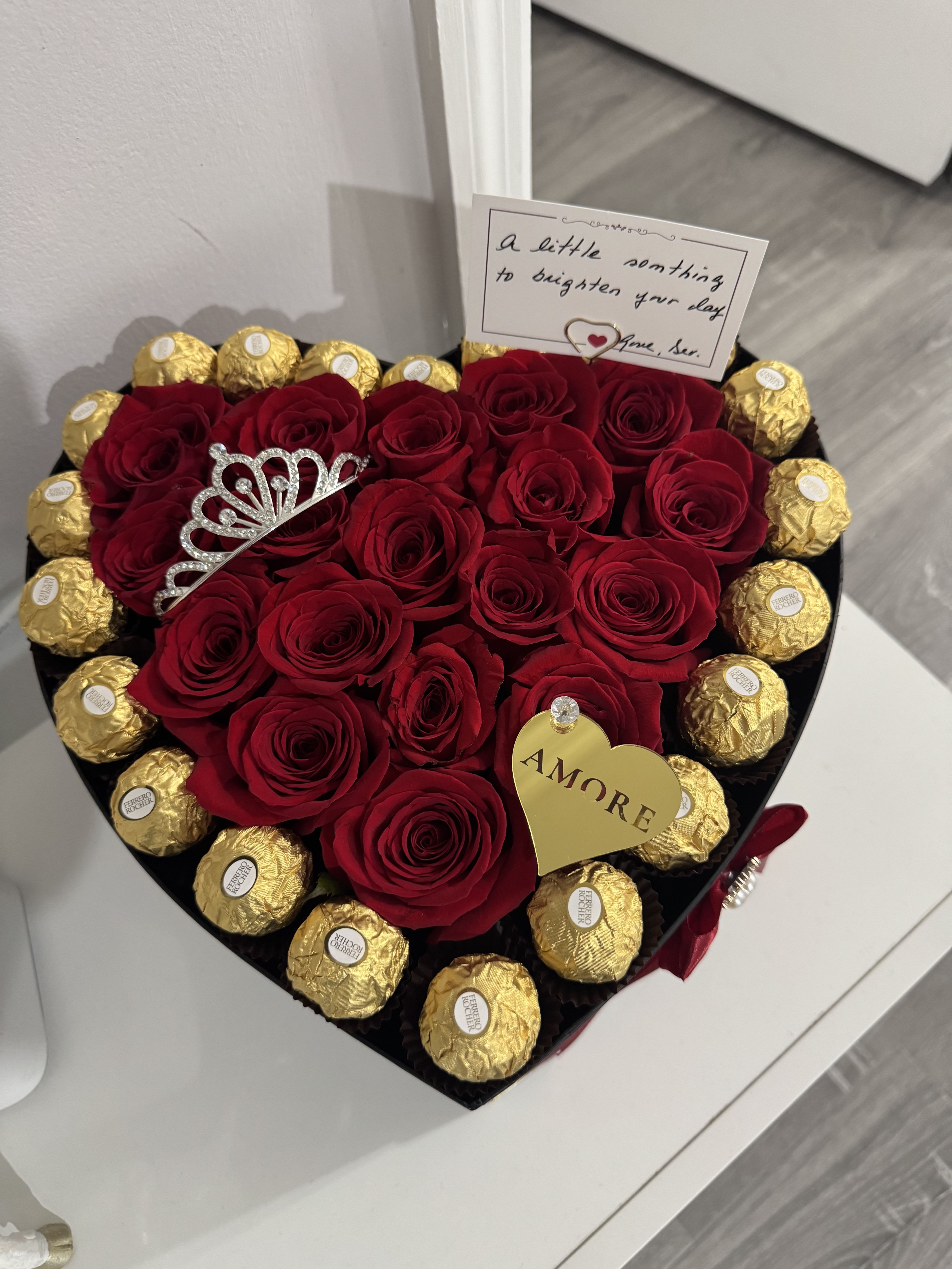 Luxury Heart Rose & Chocolate Box