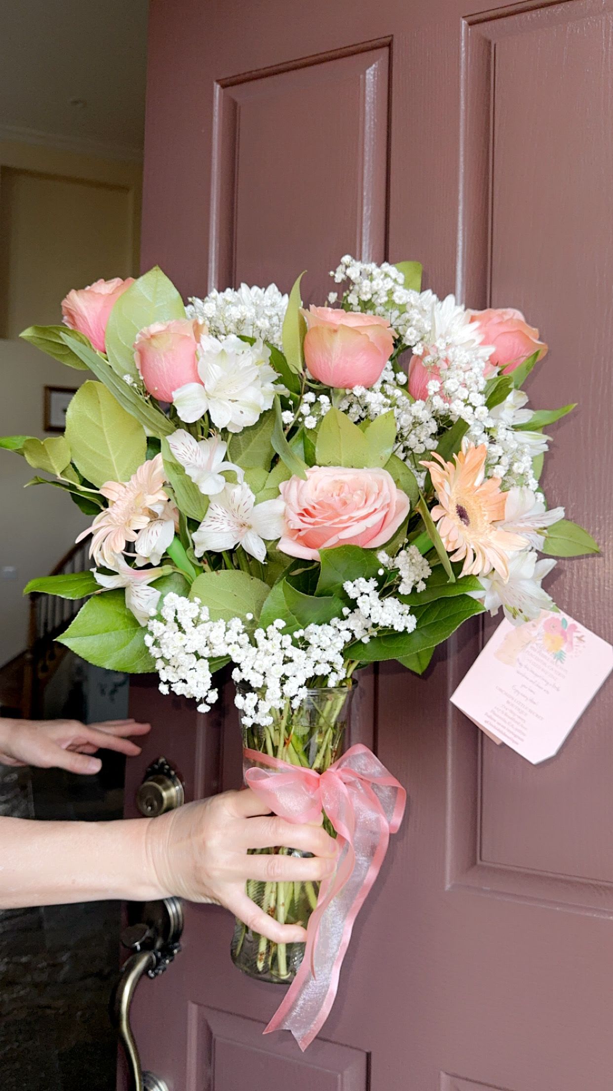 Brilliant White & Peach Rose Bouquet