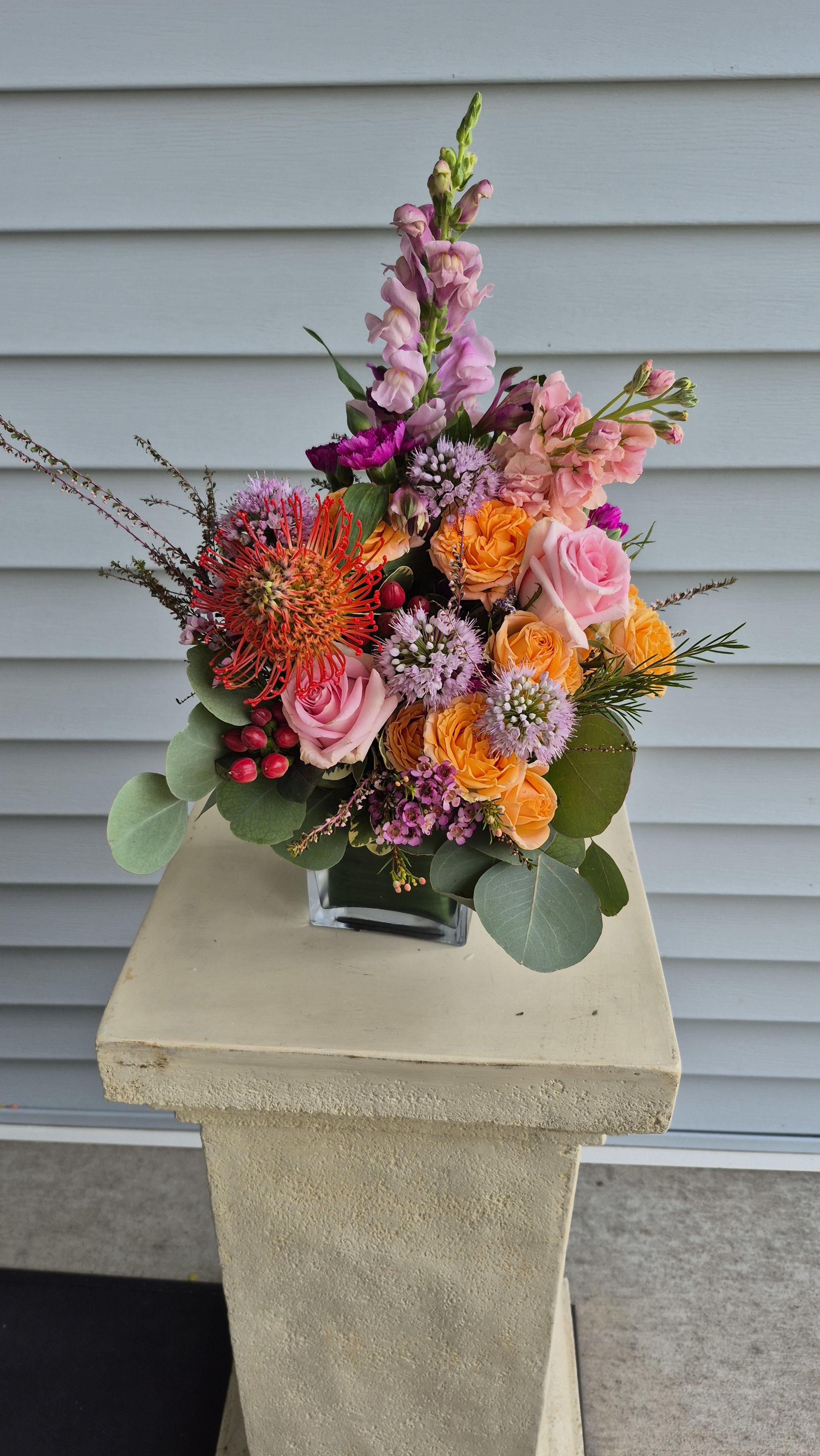 pink and orange, vibrant happy arrangement