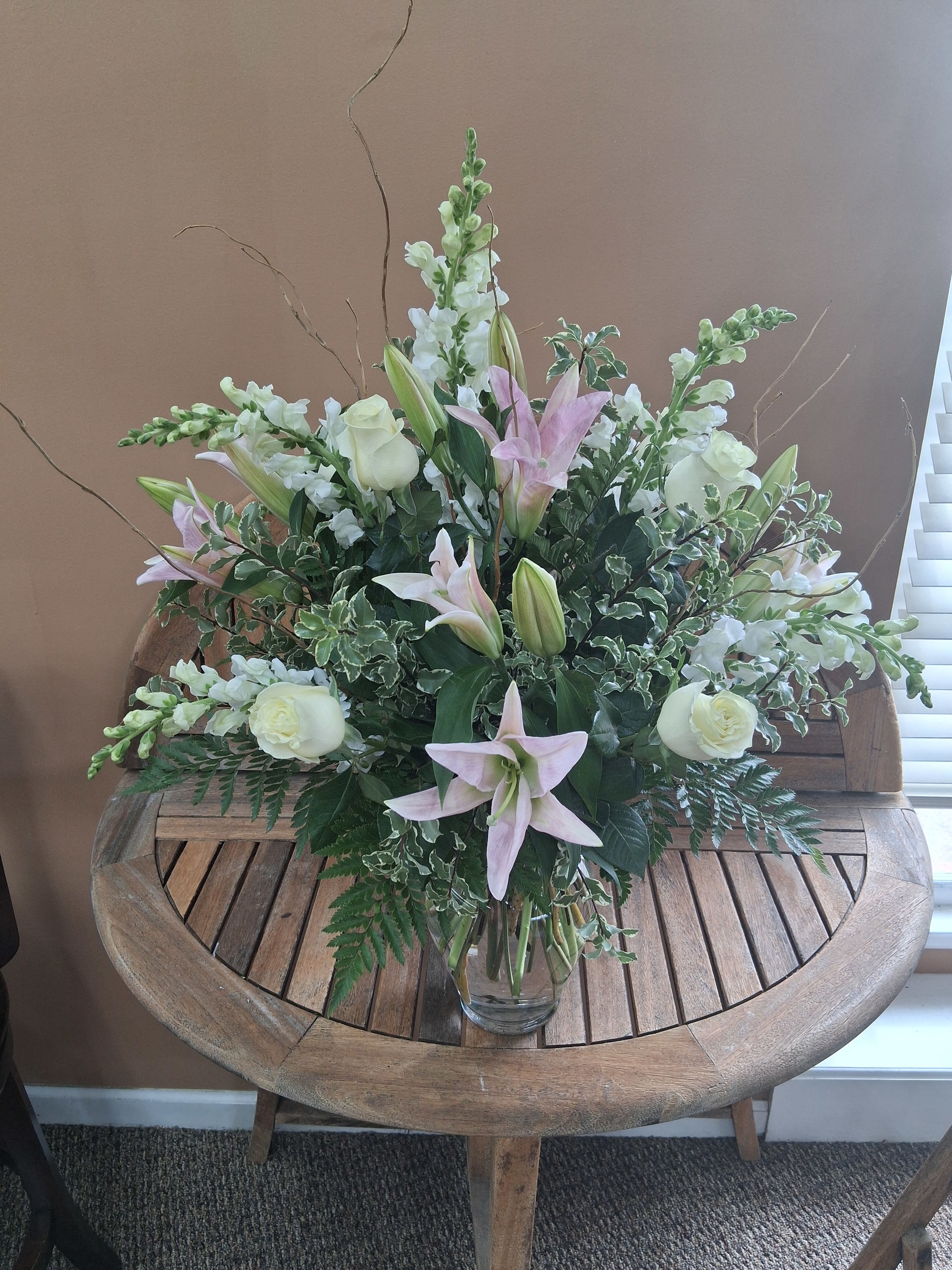  White Glow Vase Arrangement - Huntsville delivery