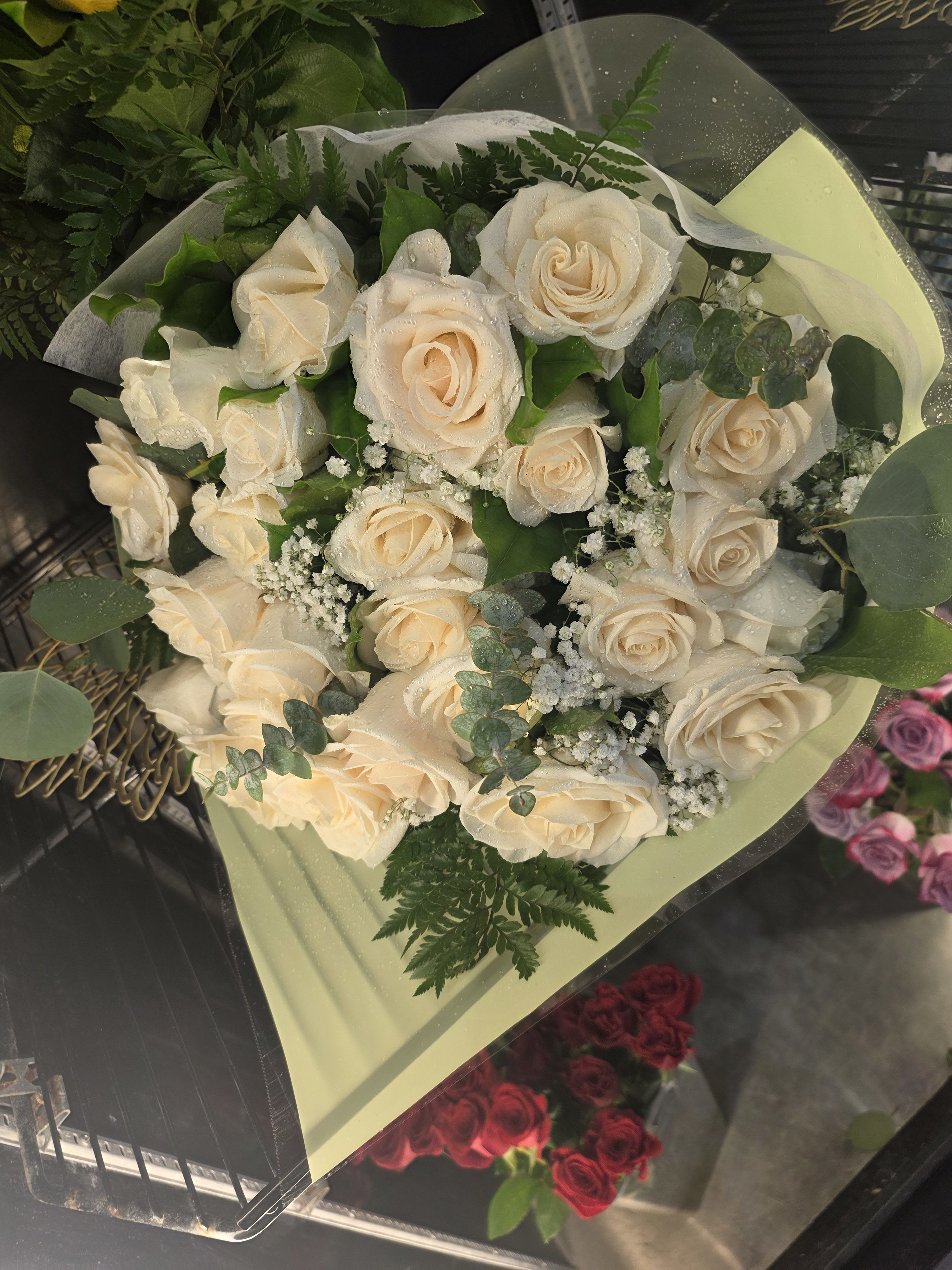 Love Embrace White Roses Simple Wrapped