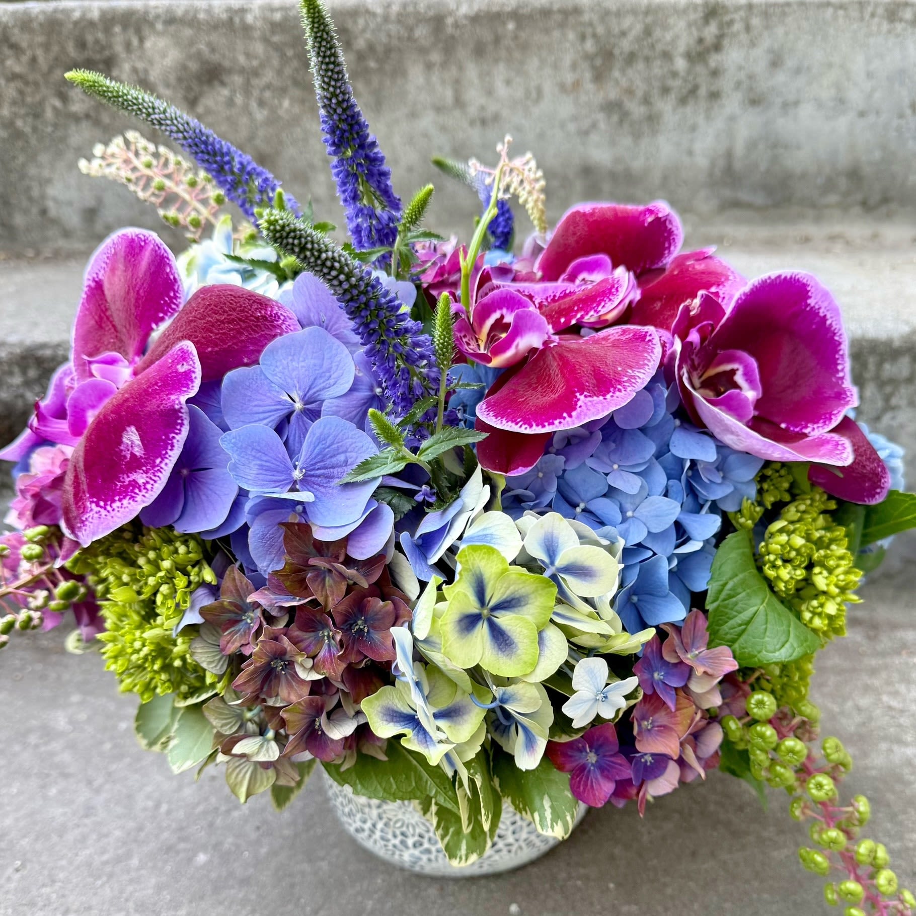 Large desk, coffee table or kitchen table florals