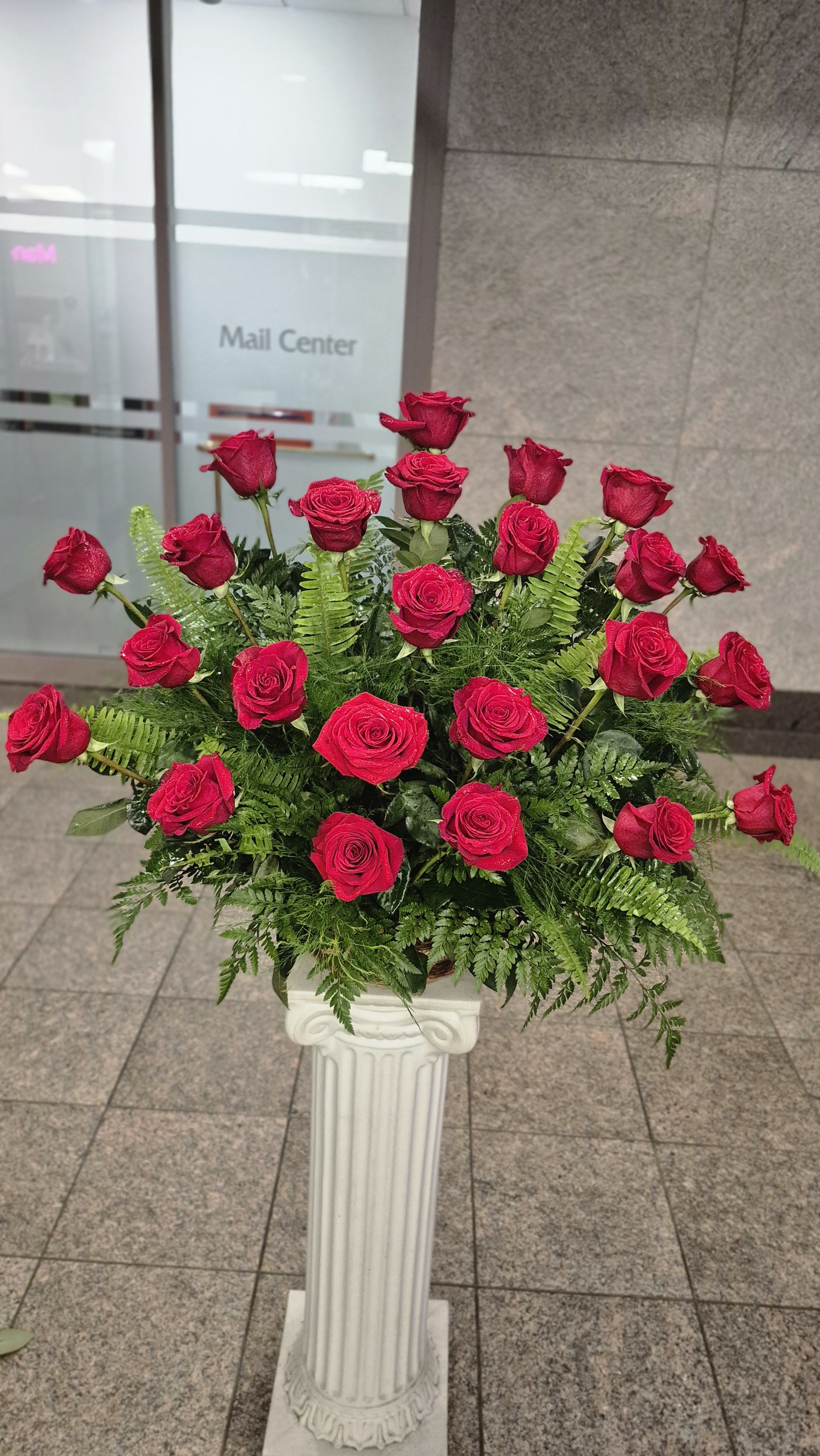 Two Dozen Long Stem Red Roses In a Basket