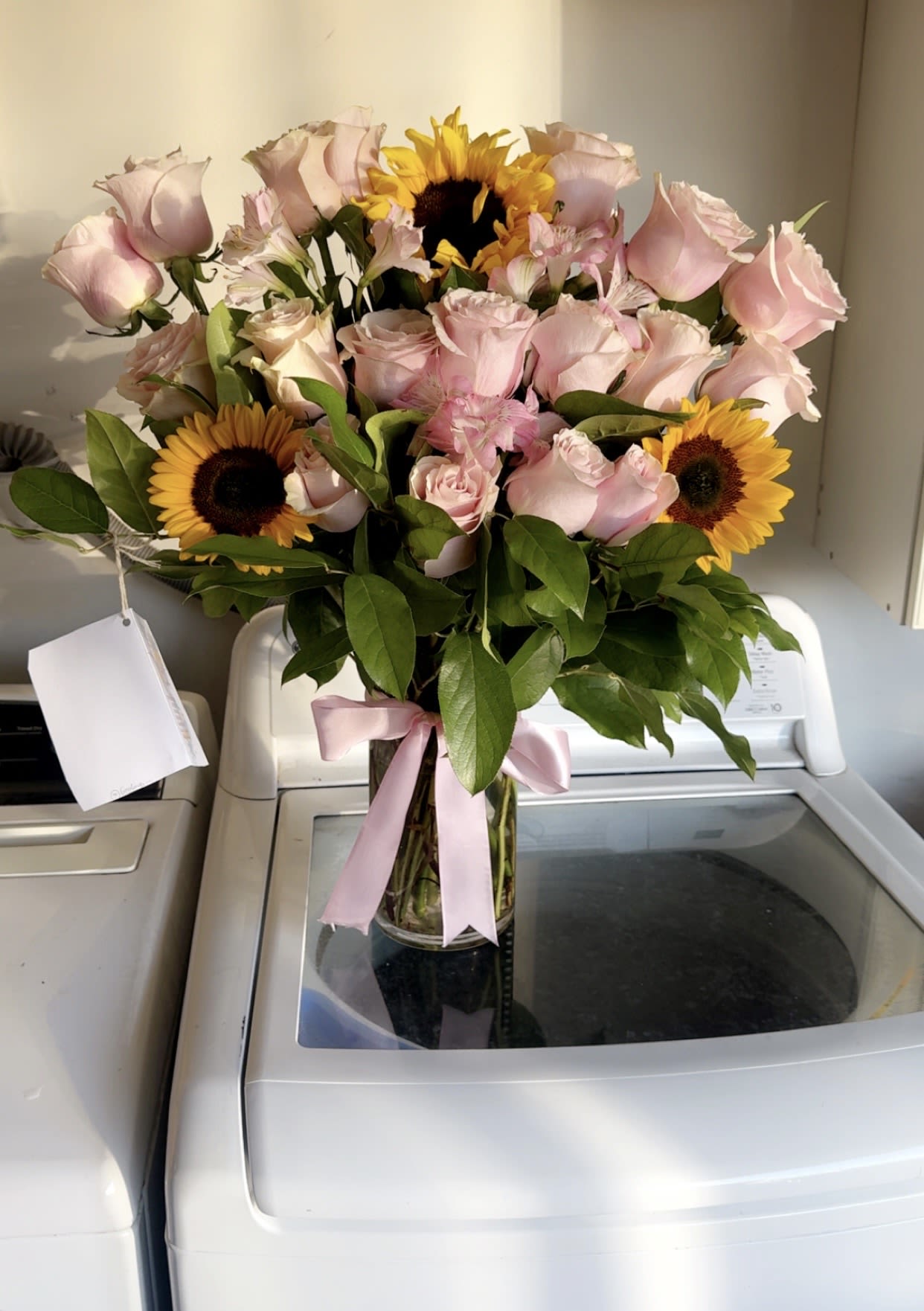 Light Pink Roses & Sunflower mix Bouquet